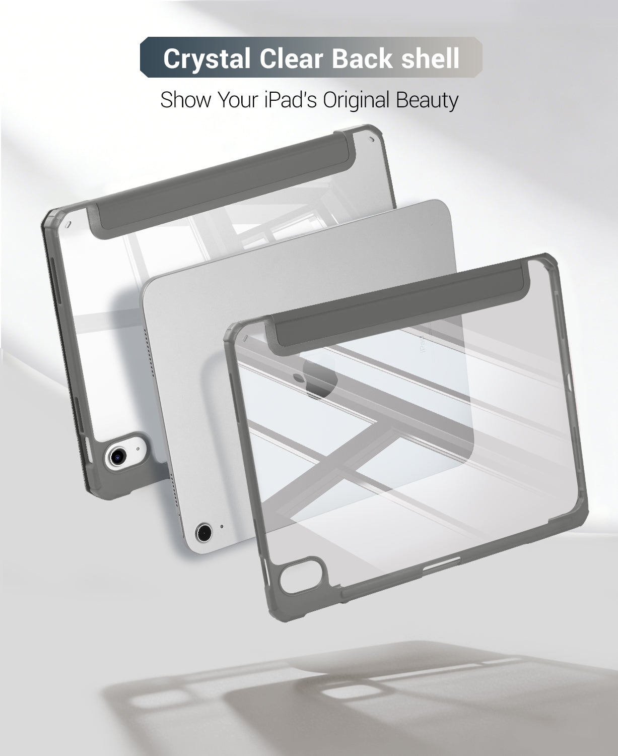 iPad 11th Gen (10th Compatible) Case With Y-Fold Magnetic Stand#Color_Dark Gray