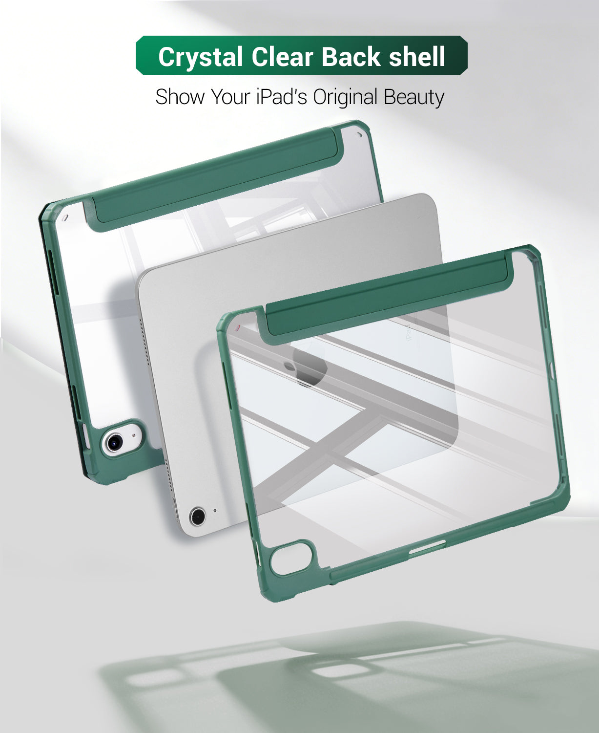 iPad 11th Gen (10th Compatible) Case With Y-Fold Magnetic Stand#Color_Dark Green