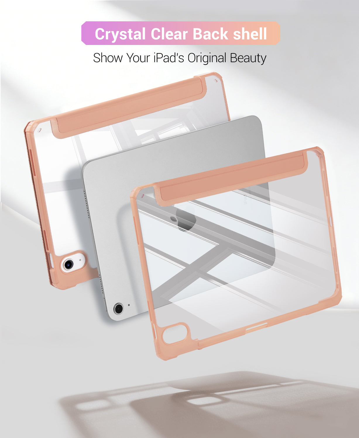 iPad 11th Gen (10th Compatible) Case With Y-Fold Magnetic Stand#Color_Rosegold
