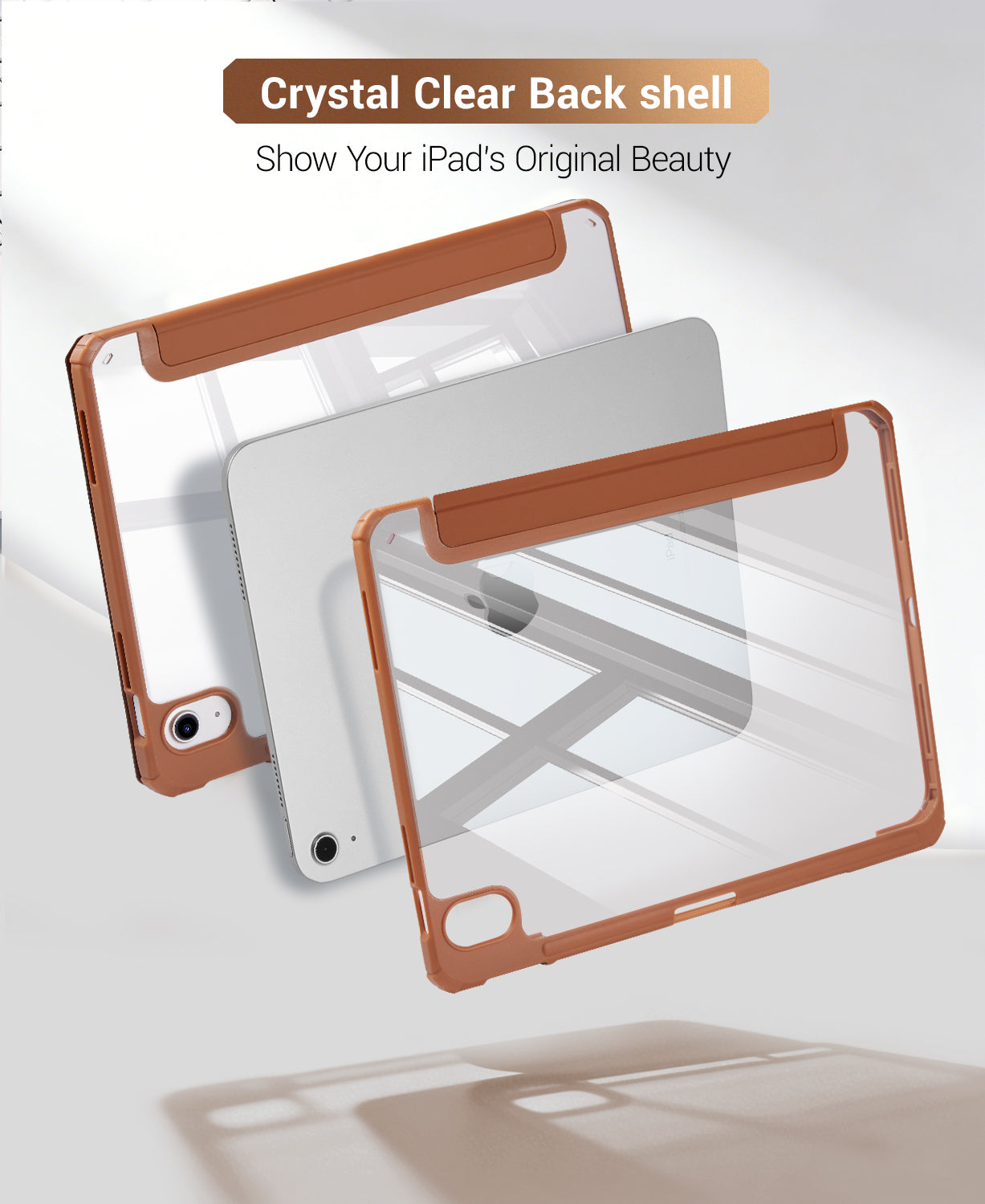 iPad 11th Gen (10th Compatible) Case With Y-Fold Magnetic Stand#Color_Coffe Brown