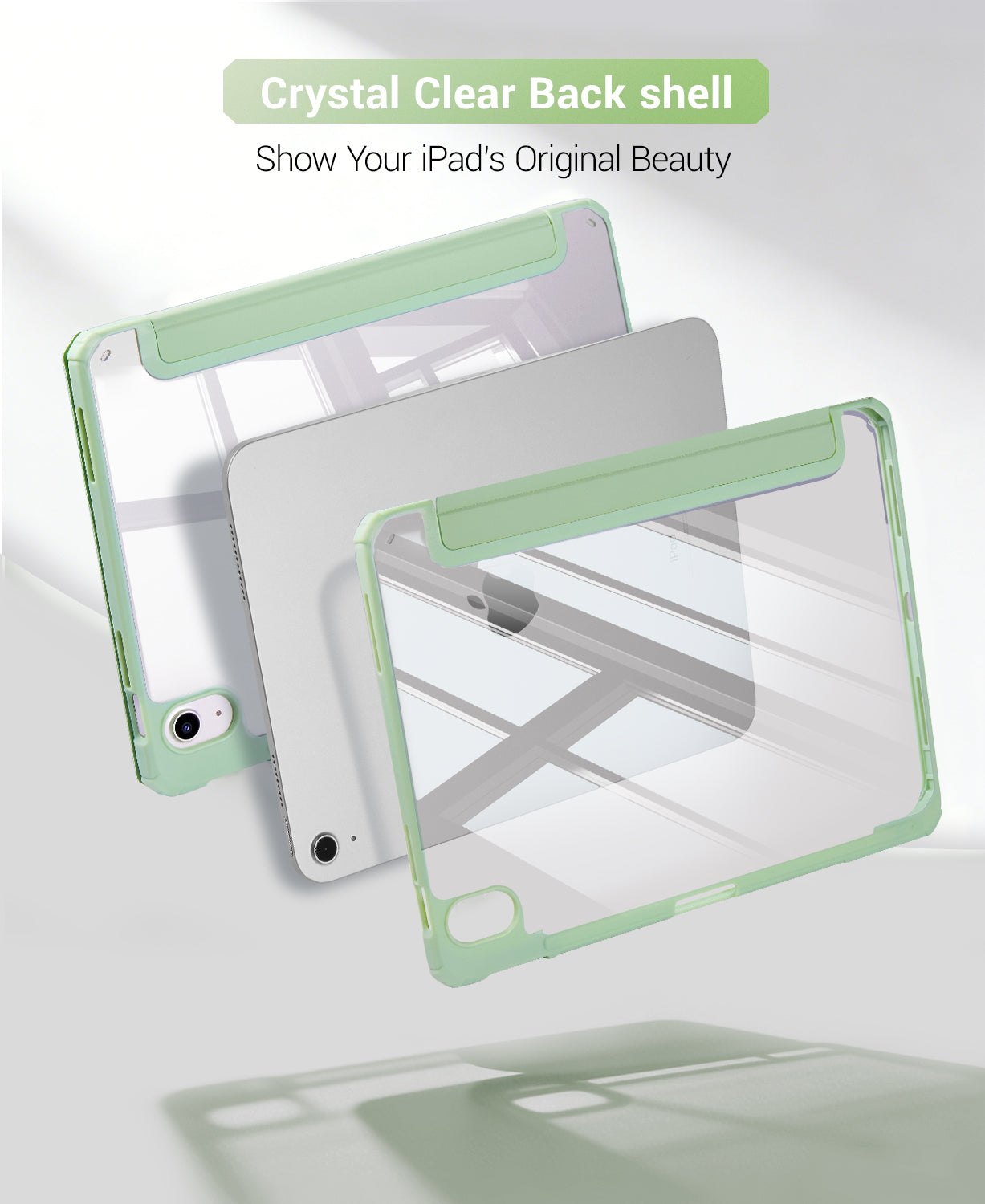 iPad 11th Gen (10th Compatible) Case With Y-Fold Magnetic Stand#Color_Pale Green