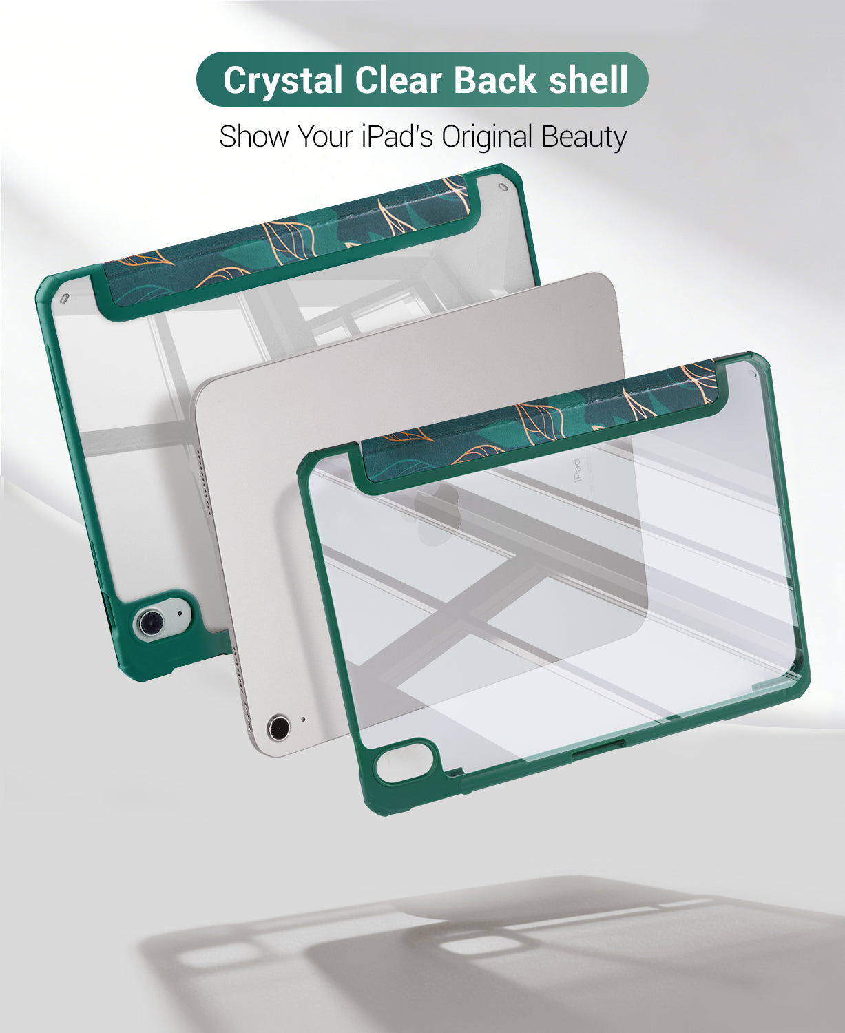 iPad 11th Gen (10th Compatible) Case With Y-Fold Magnetic Stand#Color_Green Pattern