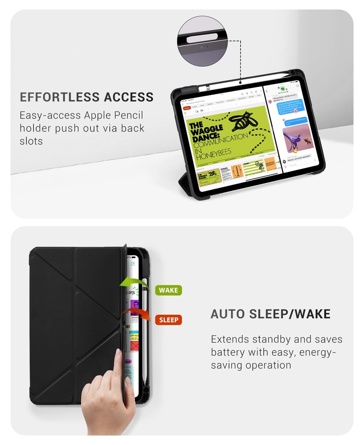 iPad 11th Gen (A16) 11" (2025) & 10th Gen 10.9" (2022) Case With Magnetic Stand#Color_Black