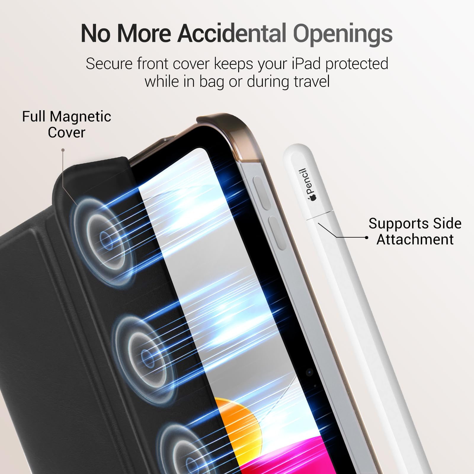 iPad 11th Gen (10th Compatible) Slim Stand Cover with Clear Hard Back, Touch ID#Color_Black