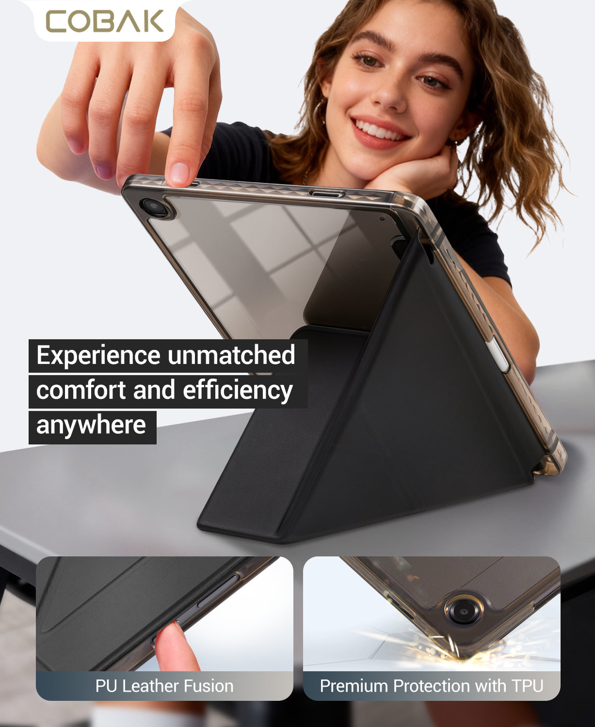 Galaxy Tab A11+ / A9+ 11" Multi-Angle Y-Fold Case#Color_Black