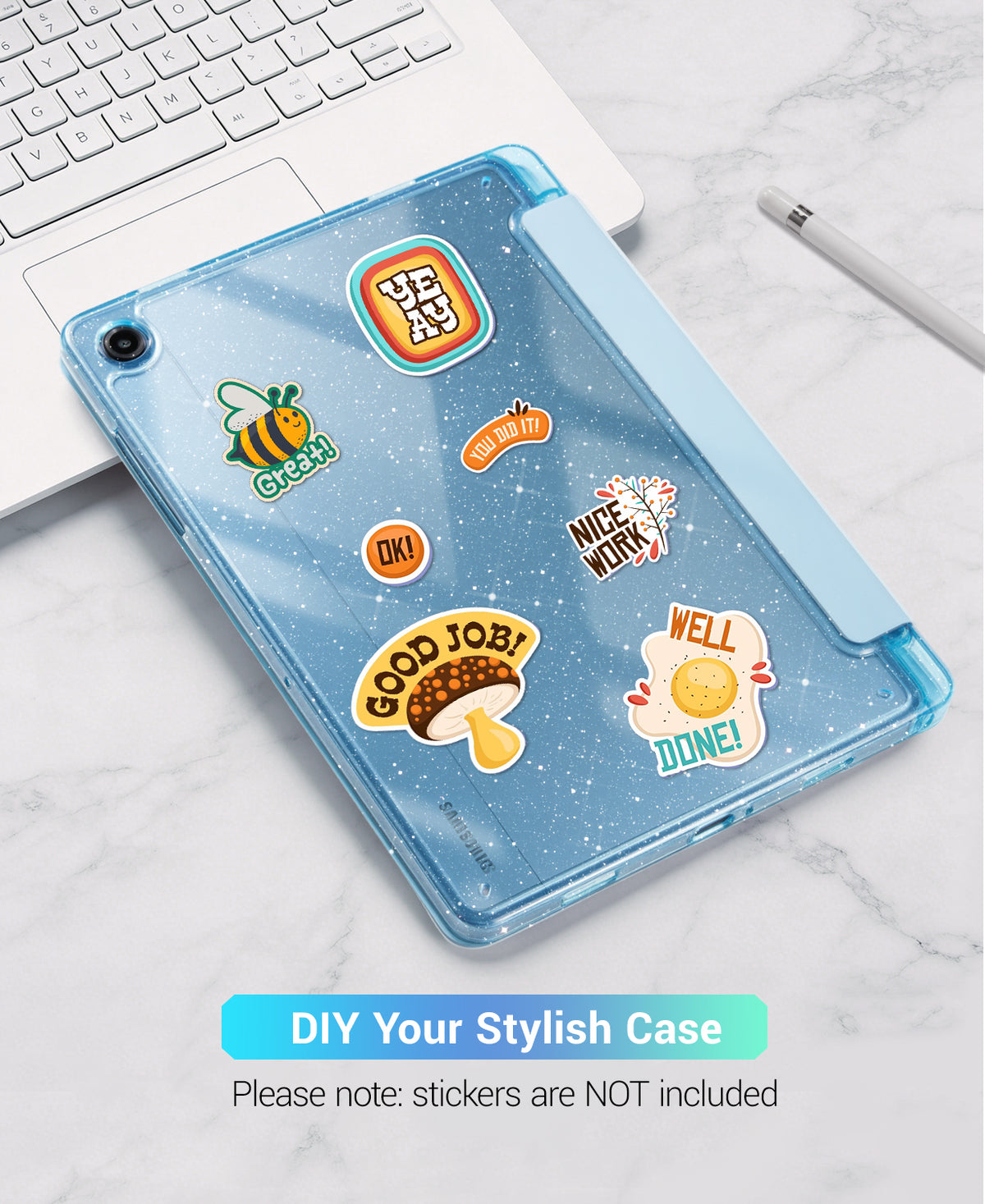 Galaxy Tab A11+ / A9+ 11" Multi-Angle Y-Fold Case#Color_Blue Glitter