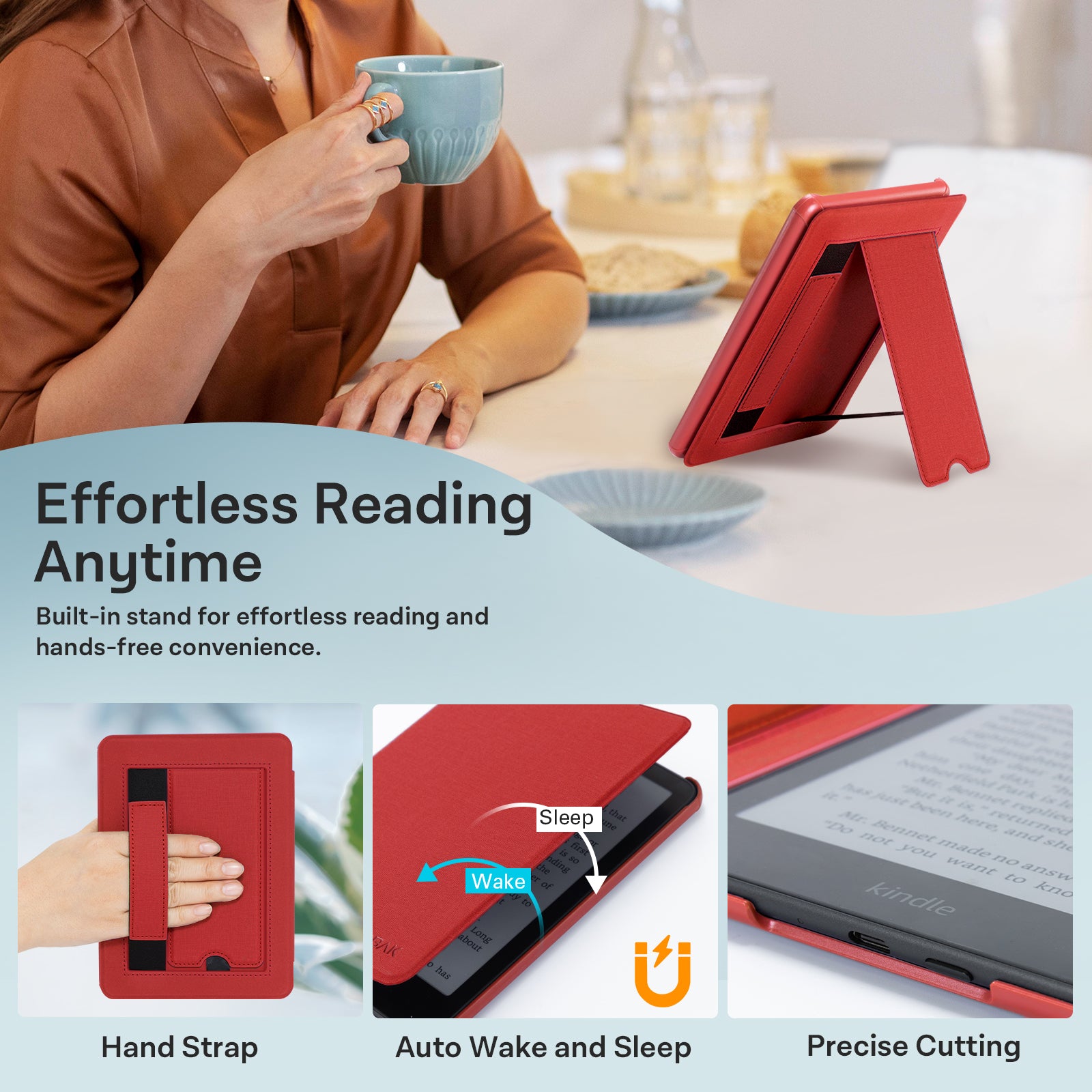 Kindle Paperwhite 12th Gen 7 inch (2024) Lightweight Case With Stand#Color_Red