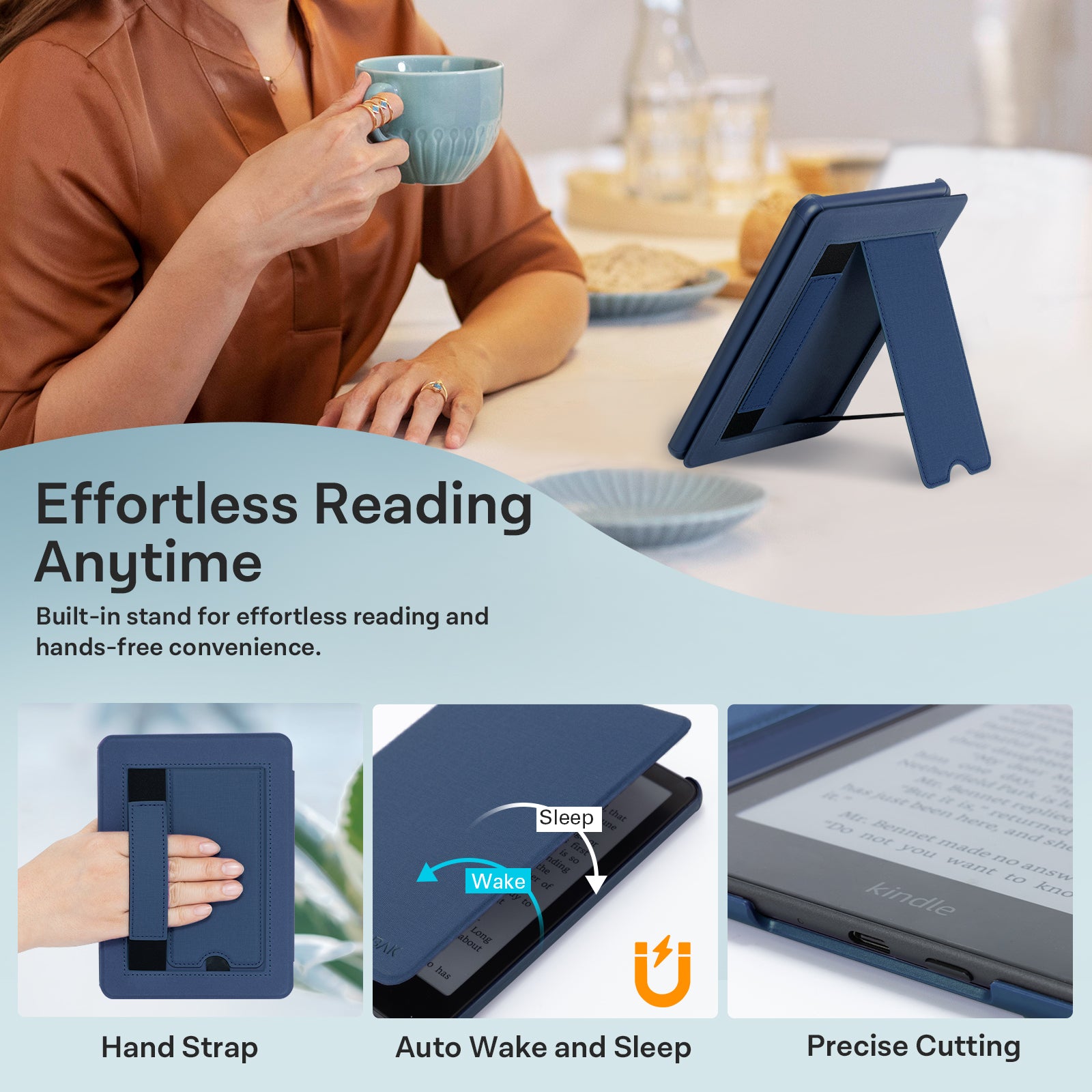Kindle Paperwhite 12th Gen 7 inch (2024) Lightweight Case With Stand#Color_Dark Blue