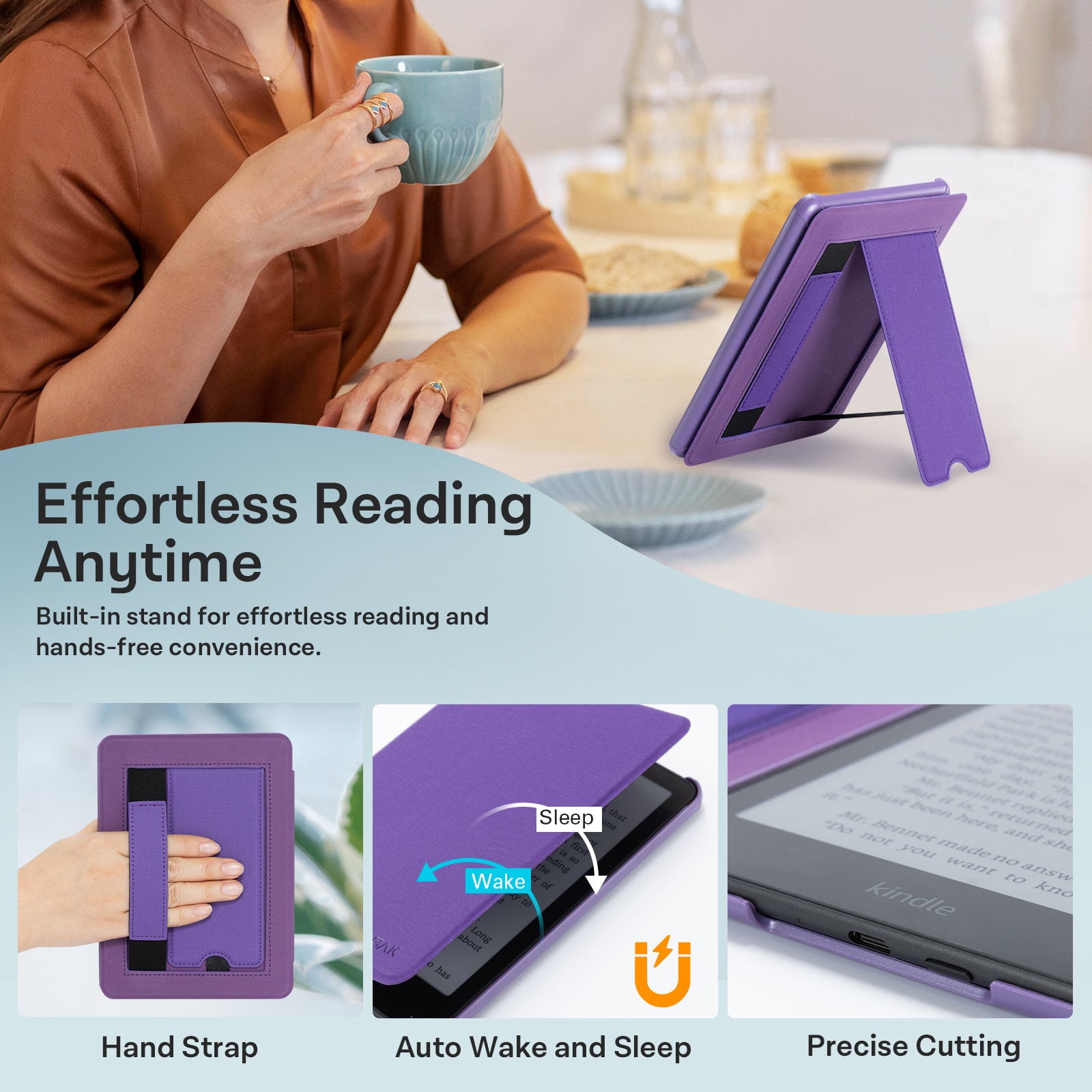 Kindle Paperwhite 12th Gen 7 inch (2024) Lightweight Case With Stand#Color_Purple