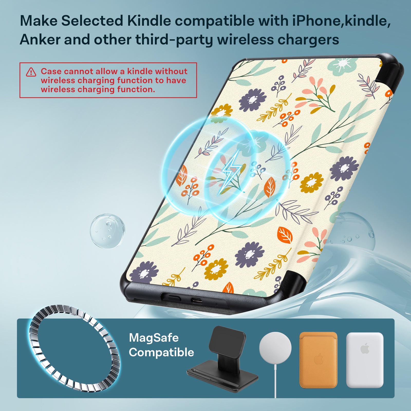 Kindle Paperwhite 12th Gen 7 inch (2024) Lightweight Case With Stand#Color_Flowers Sea