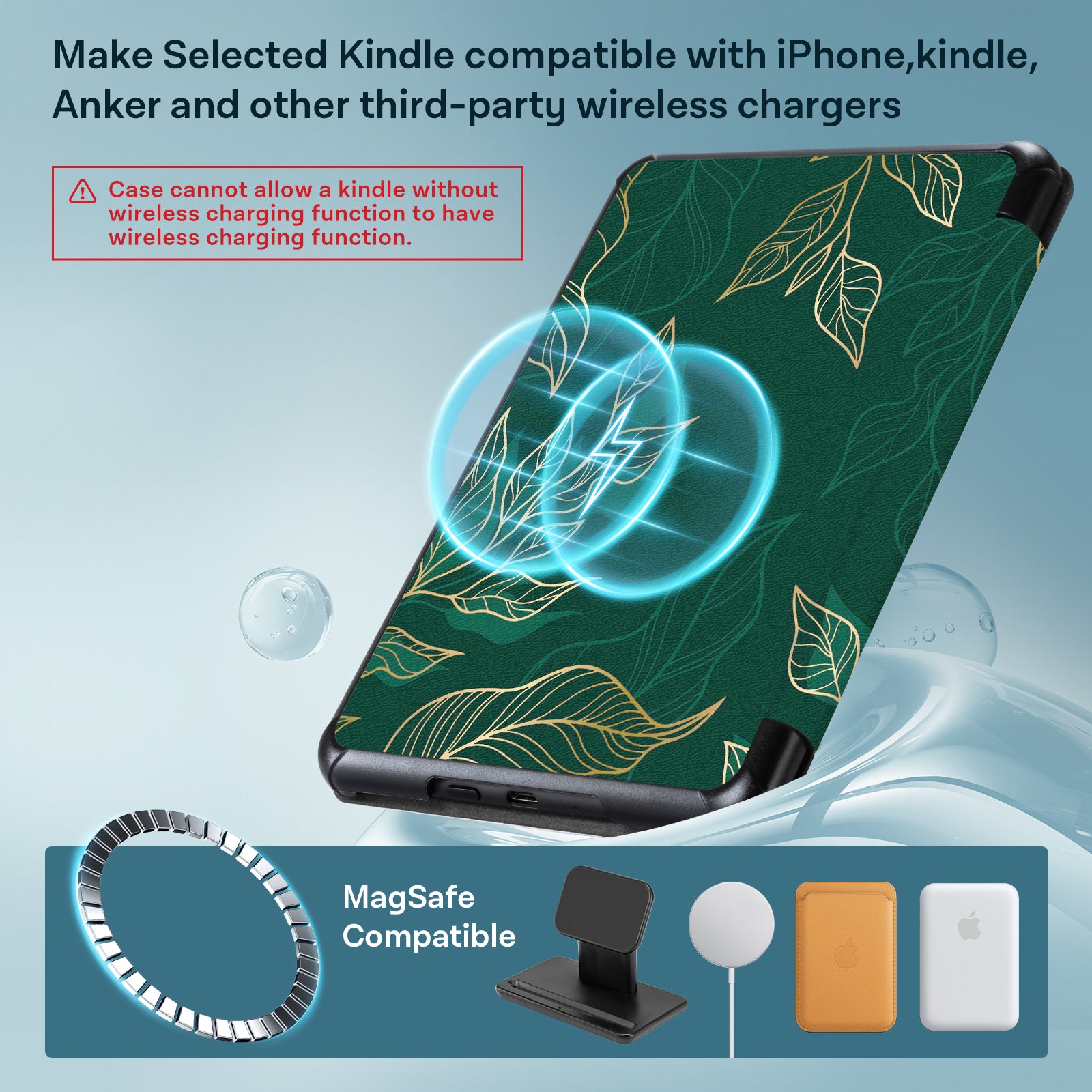 Kindle Paperwhite 12th Gen 7 inch (2024) Lightweight Case With Stand#Color_Dark Green Floral