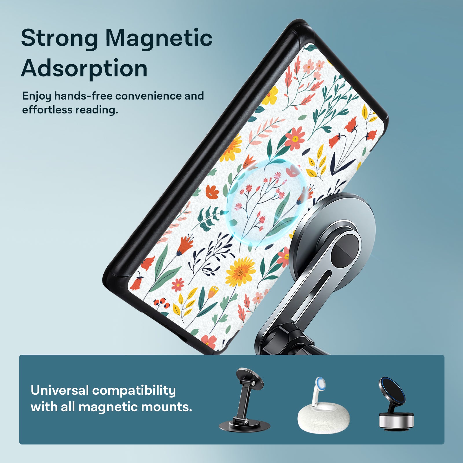 Kindle Paperwhite 12th Gen 7 inch (2024) Lightweight Case With Stand#Color_White Flower