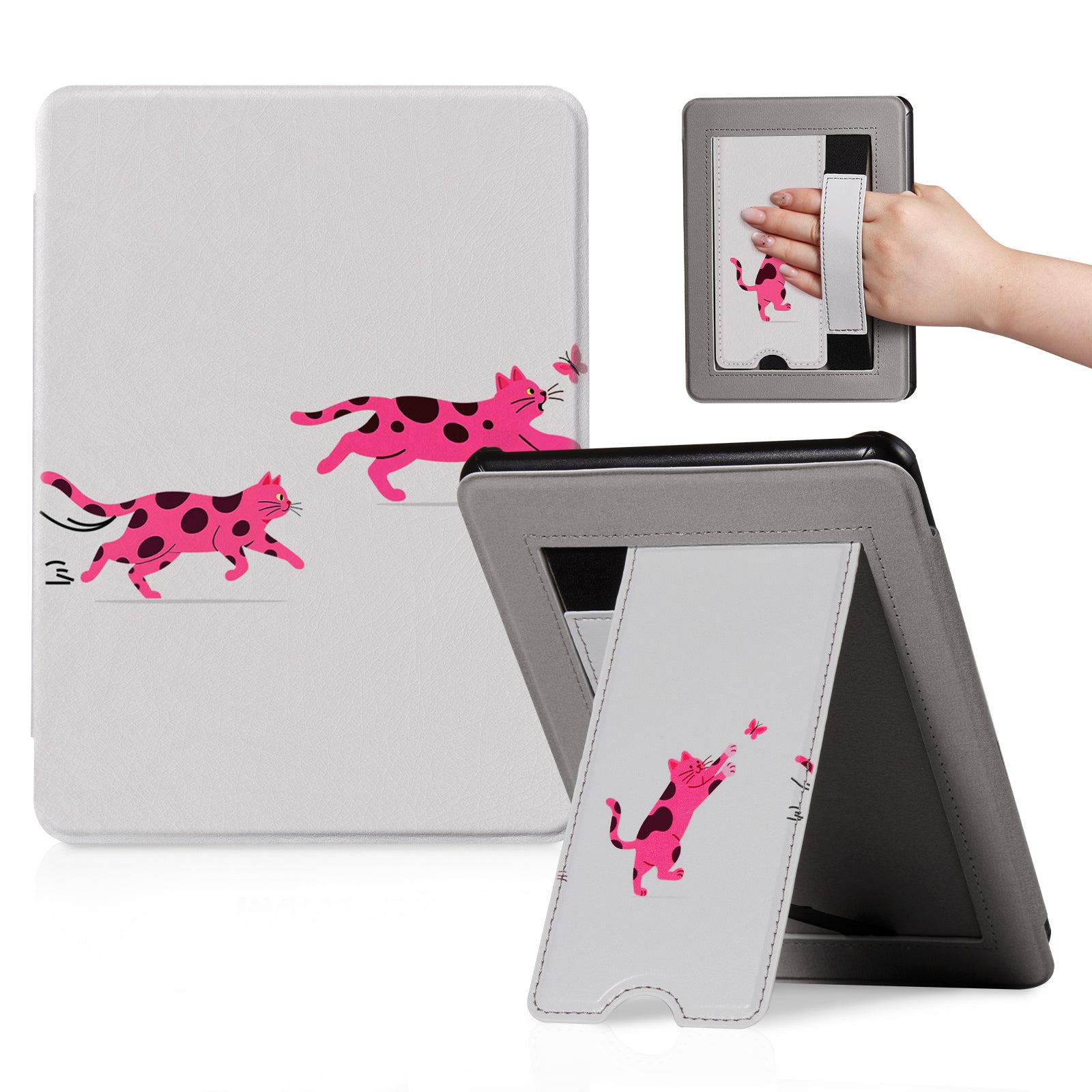 Kindle Paperwhite 12th Gen 7 inch (2024) Lightweight Case With Stand#Color_Pink Pounce