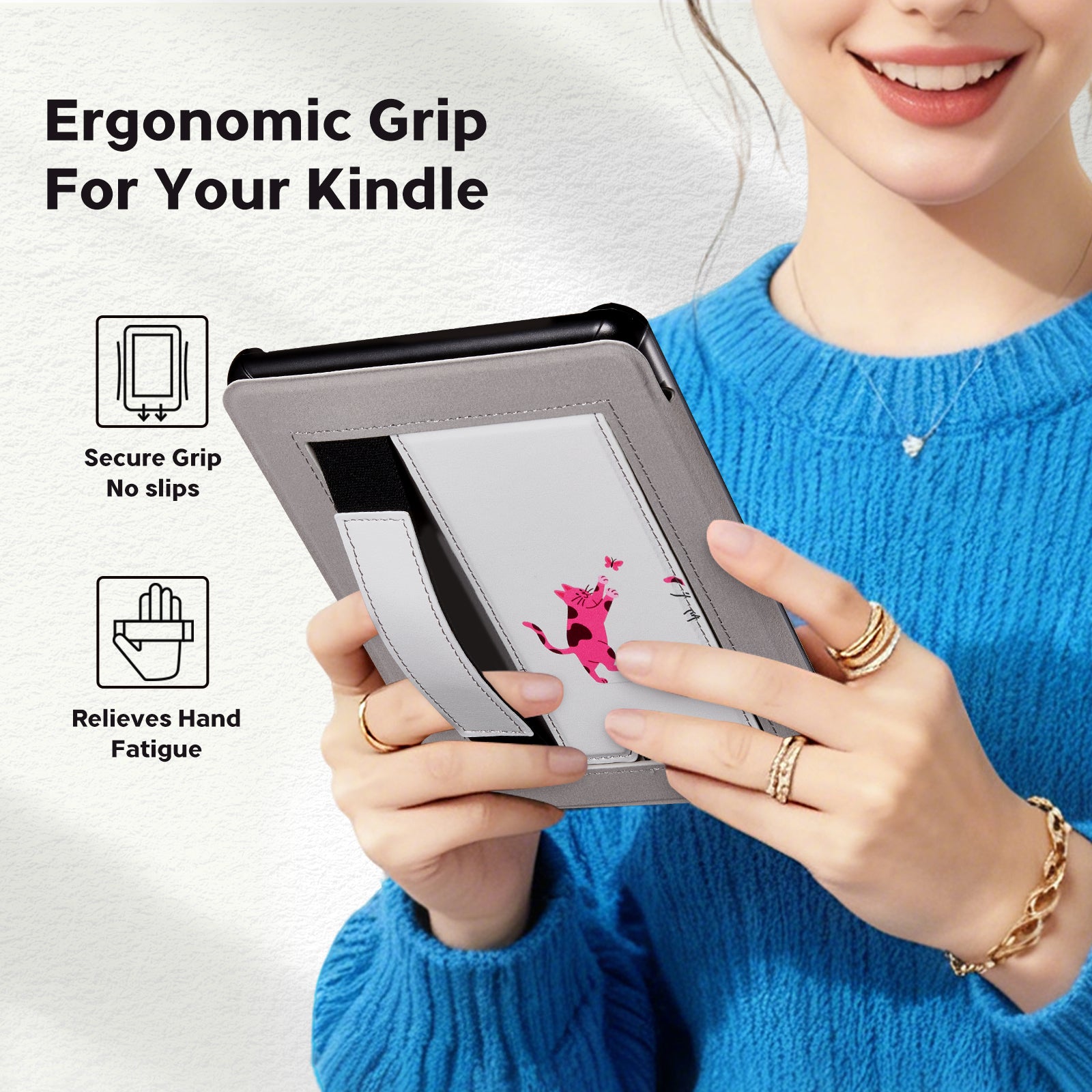 Kindle Paperwhite 12th Gen 7 inch (2024) Lightweight Case With Stand#Color_Pink Pounce