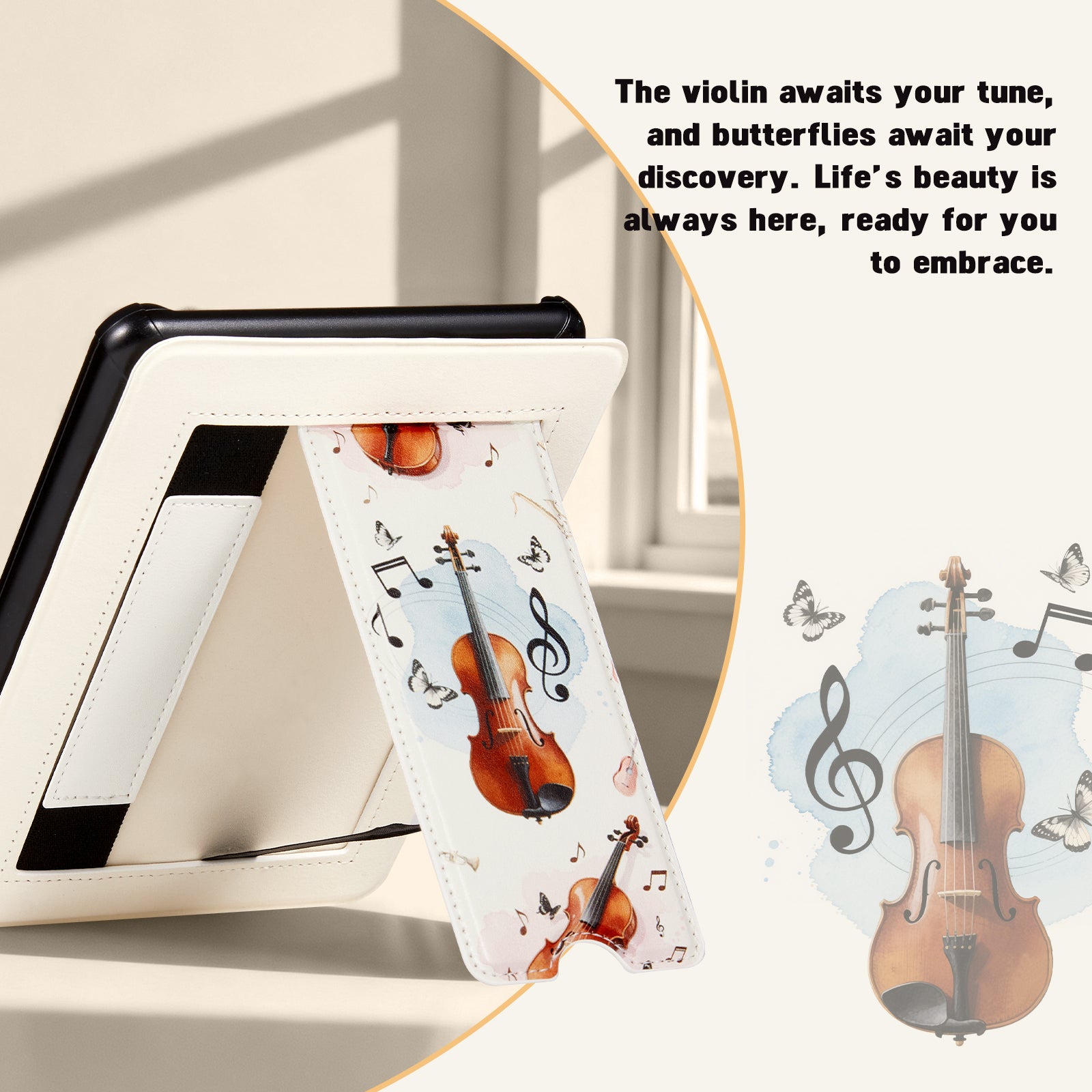 Kindle Paperwhite 12th Gen 7 inch (2024) Lightweight Case With Stand#Color_Melody Beige
