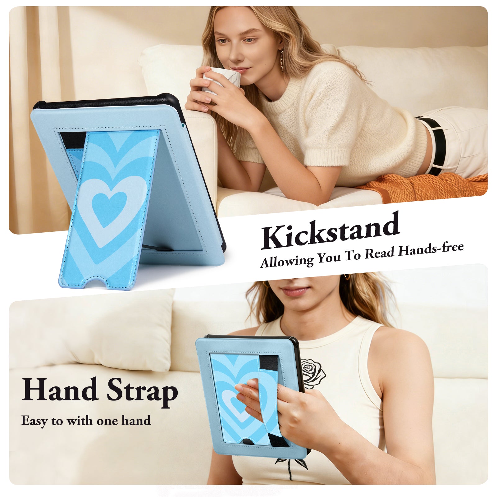Kindle Paperwhite 12th Gen 7 inch (2024) Lightweight Case With Stand#Color_Ocean Heart