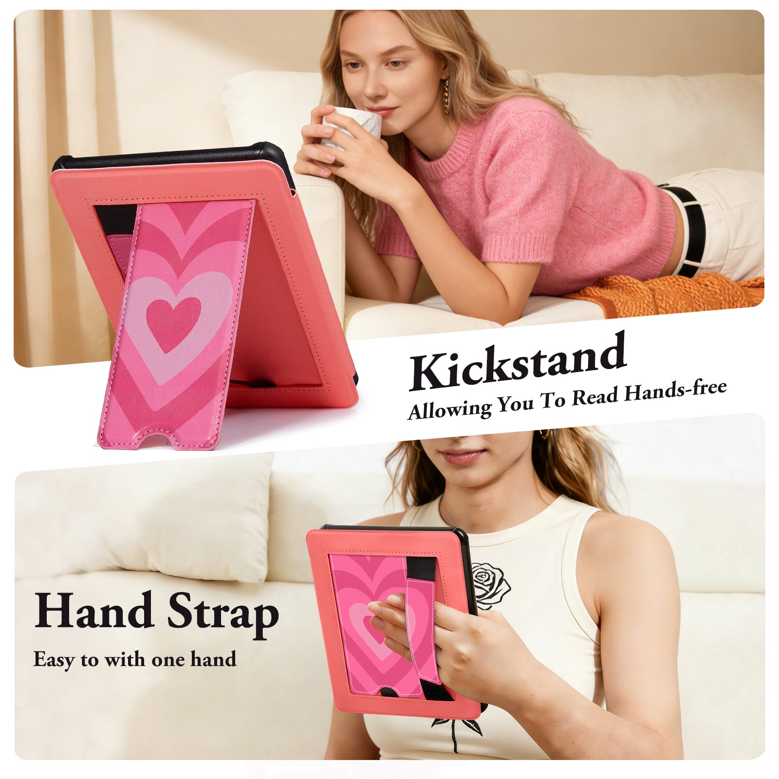Kindle Paperwhite 12th Gen 7 inch (2024) Lightweight Case With Stand#Color_Sweet Heart