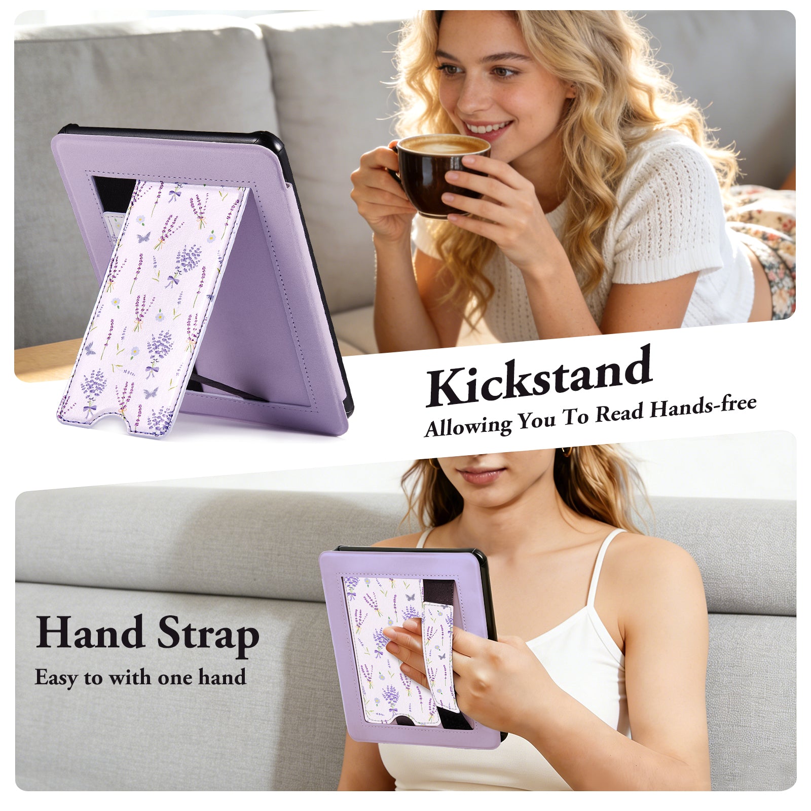 Kindle Paperwhite 12th Gen 7 inch (2024) Lightweight Case With Stand#Color_Lavender Whisper