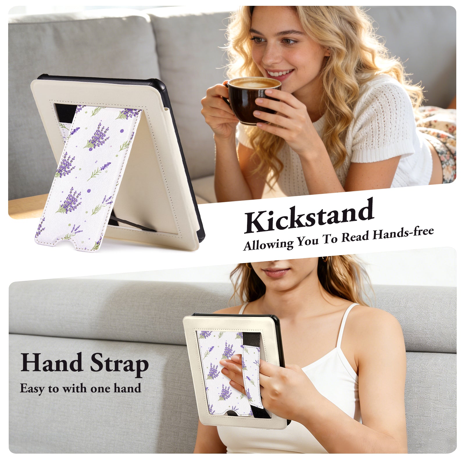 Kindle Paperwhite 12th Gen 7 inch (2024) Lightweight Case With Stand#Color_Lavender Breeze