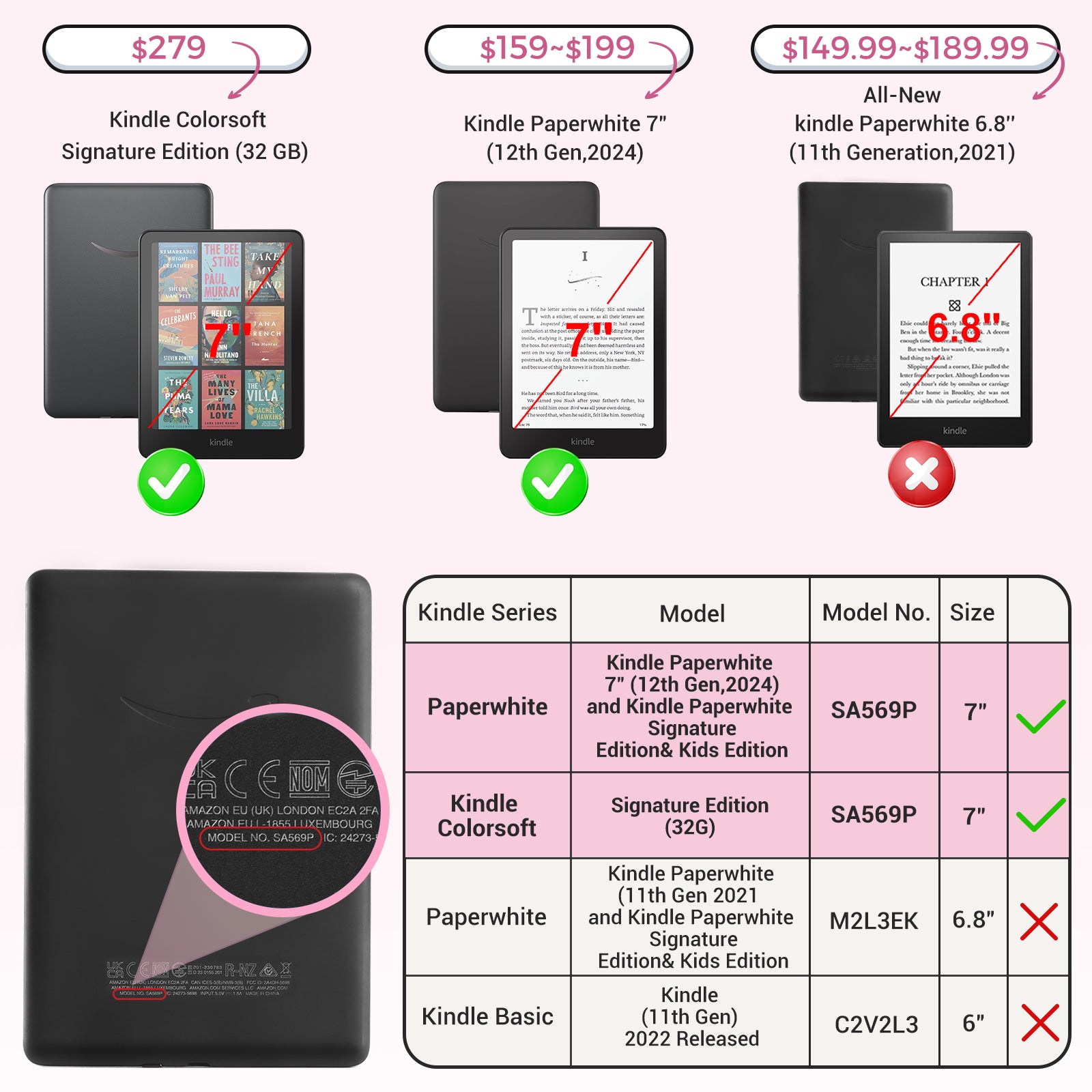 Kindle Paperwhite 12th Gen 7 inch (2024) Lightweight Case With Stand#Color_Spring Lily