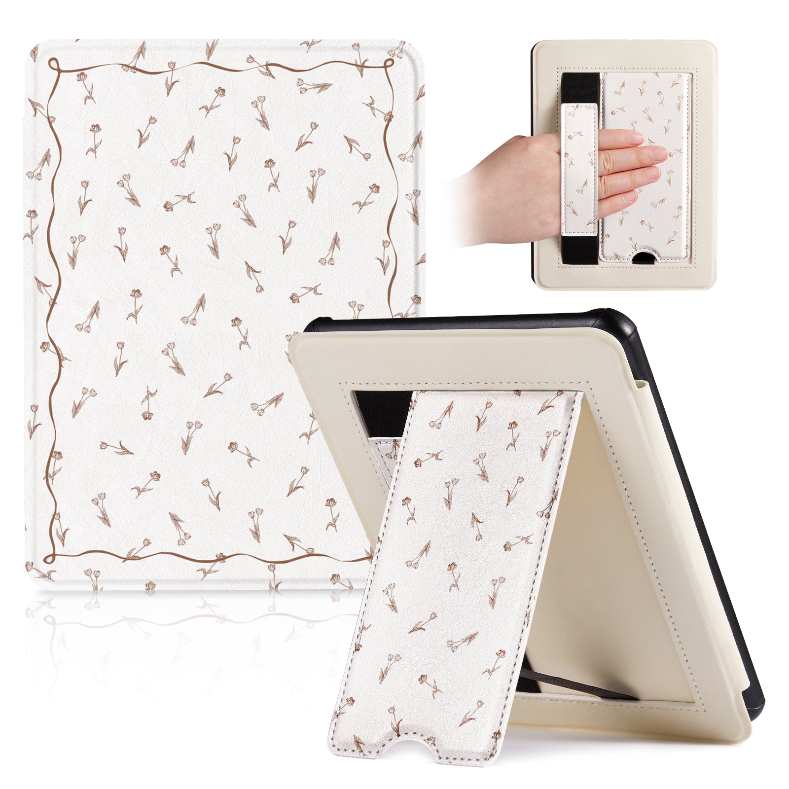 Kindle Paperwhite 12th Gen 7 inch (2024) Lightweight Case With Stand#Color_Rusty Petals