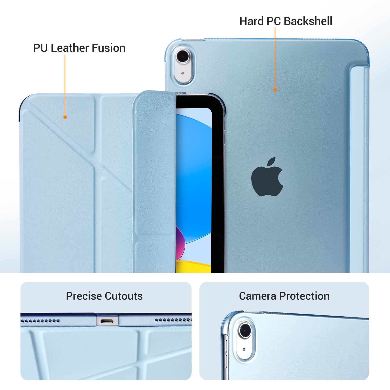 iPad (A16) 11th Gen & 10th Gen Slim Y-Fold Magnetic Stand Case#Color_Sky Blue