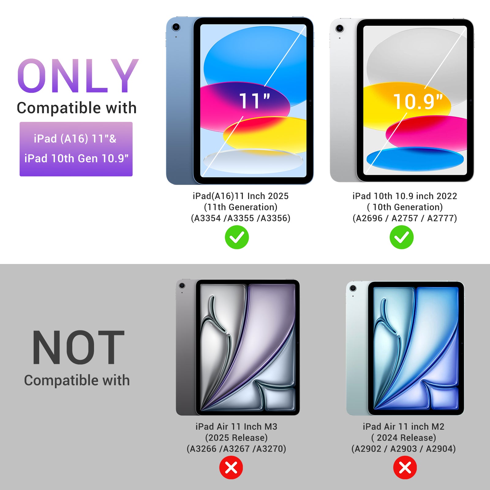 iPad (A16) 11th Gen & 10th Gen Slim Y-Fold Magnetic Stand Case#Color_Gray Violet