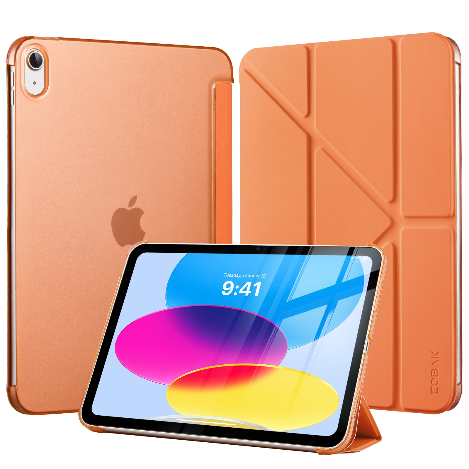iPad (A16) 11th Gen & 10th Gen Slim Y-Fold Magnetic Stand Case#Color_Orange