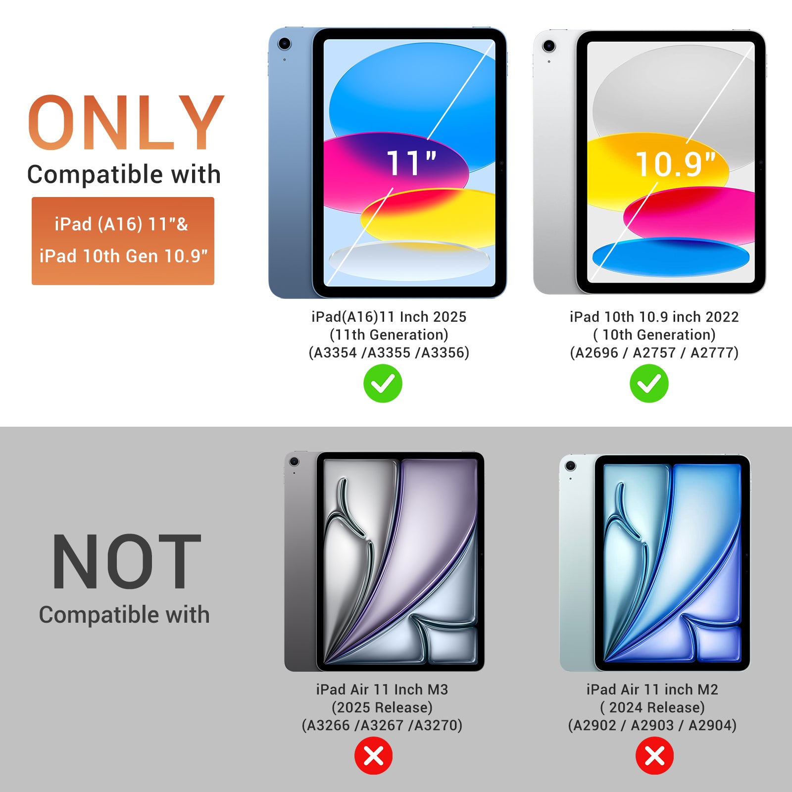 iPad (A16) 11th Gen & 10th Gen Slim Y-Fold Magnetic Stand Case#Color_Orange