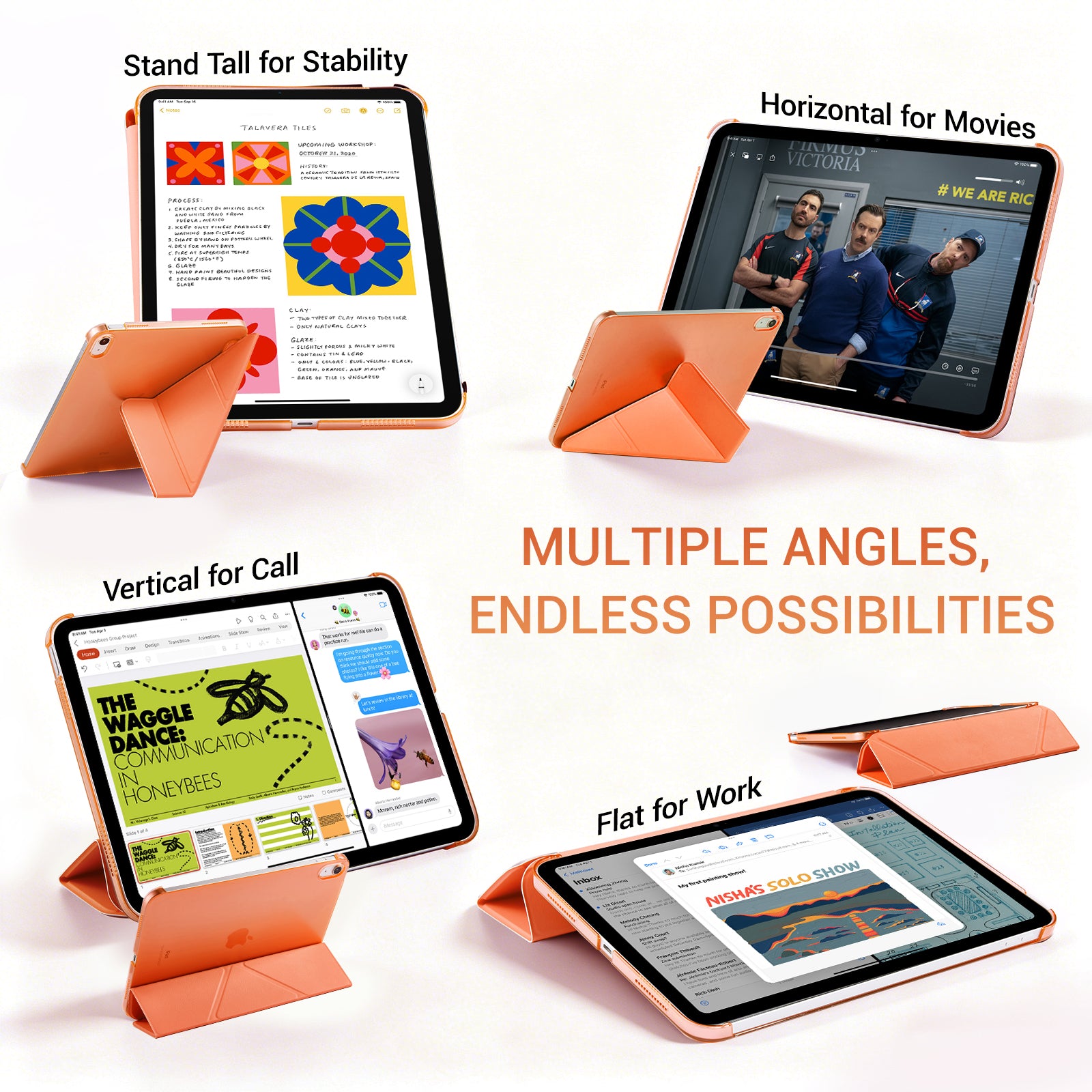 iPad (A16) 11th Gen & 10th Gen Slim Y-Fold Magnetic Stand Case#Color_Orange