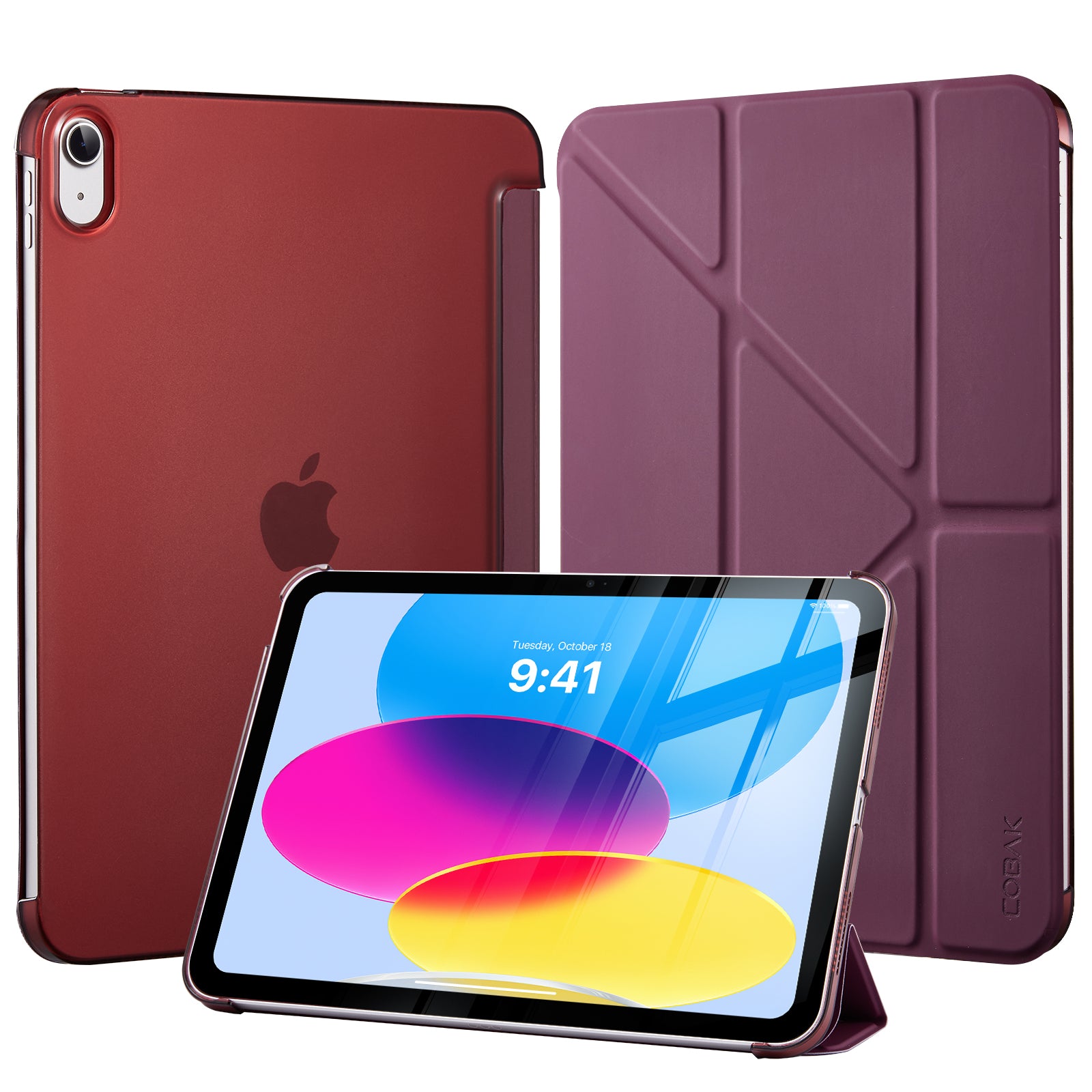 iPad (A16) 11th Gen & 10th Gen Slim Y-Fold Magnetic Stand Case#Color_Burgundy