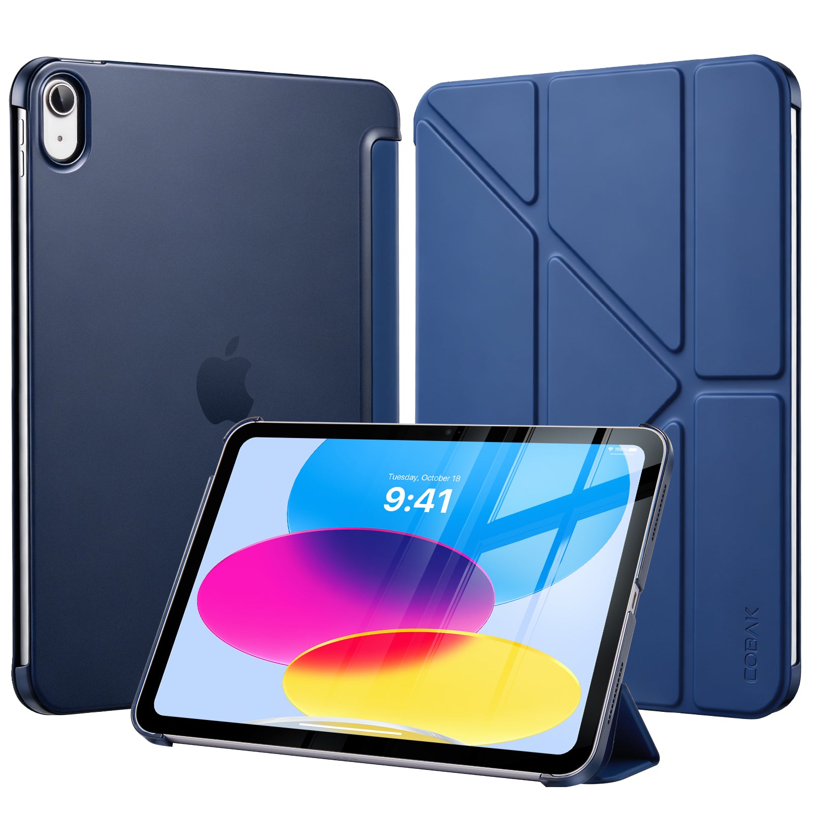 iPad (A16) 11th Gen & 10th Gen Slim Y-Fold Magnetic Stand Case#Color_Dark Blue
