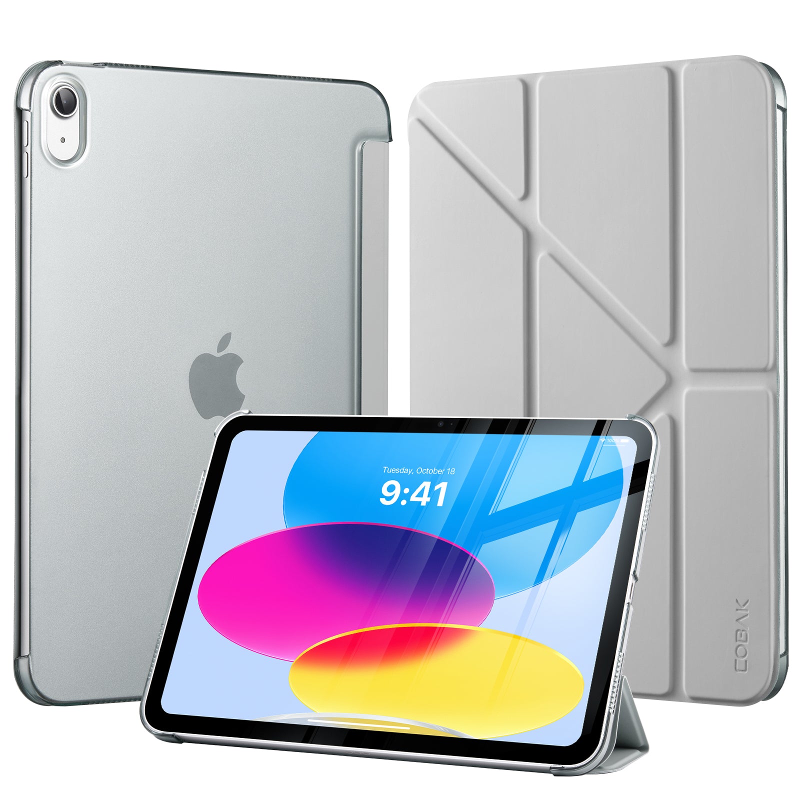 iPad (A16) 11th Gen & 10th Gen Slim Y-Fold Magnetic Stand Case#Color_Misty Gray