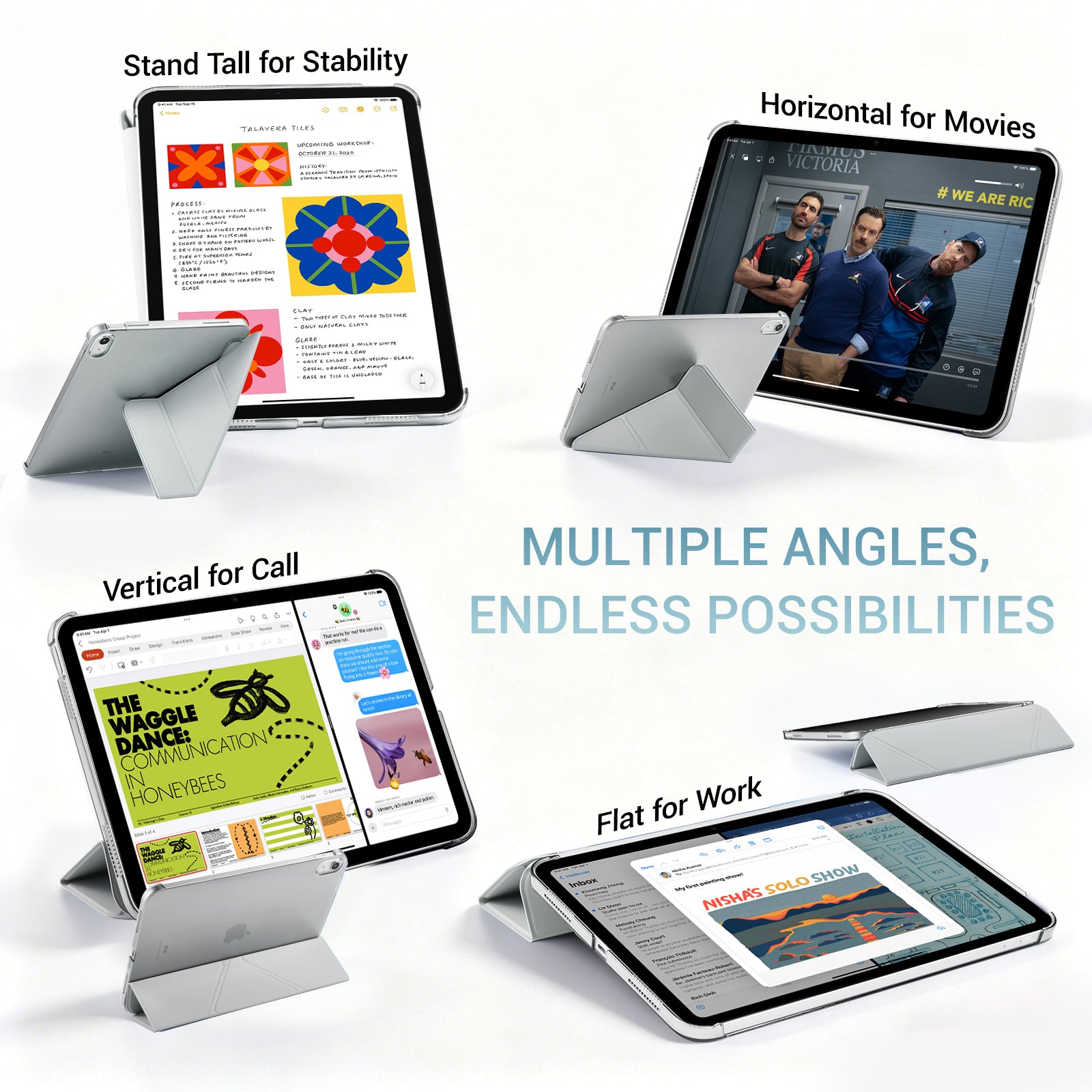 iPad (A16) 11th Gen & 10th Gen Slim Y-Fold Magnetic Stand Case#Color_Misty Gray