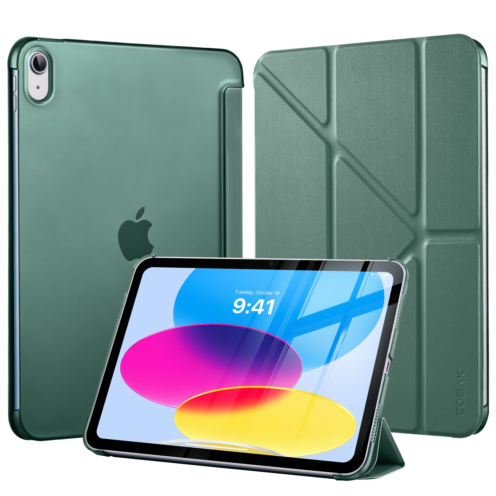 iPad (A16) 11th Gen & 10th Gen Slim Y-Fold Magnetic Stand Case#Color_Emerald Green