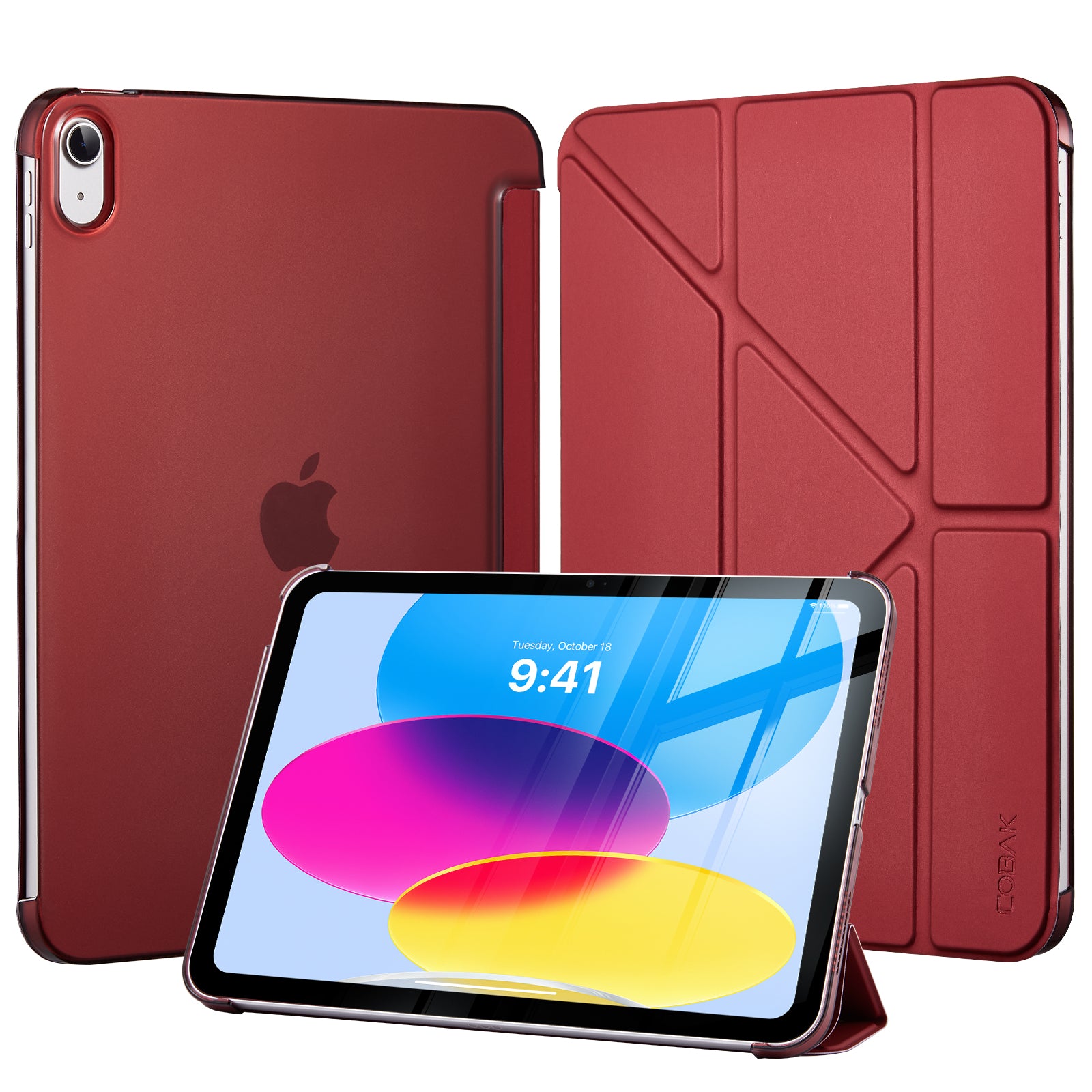 iPad (A16) 11th Gen & 10th Gen Slim Y-Fold Magnetic Stand Case#Color_Red