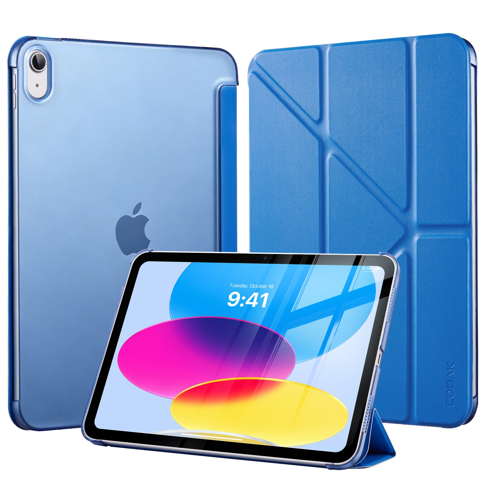 iPad (A16) 11th Gen & 10th Gen Slim Y-Fold Magnetic Stand Case#Color_Lagoon Blue