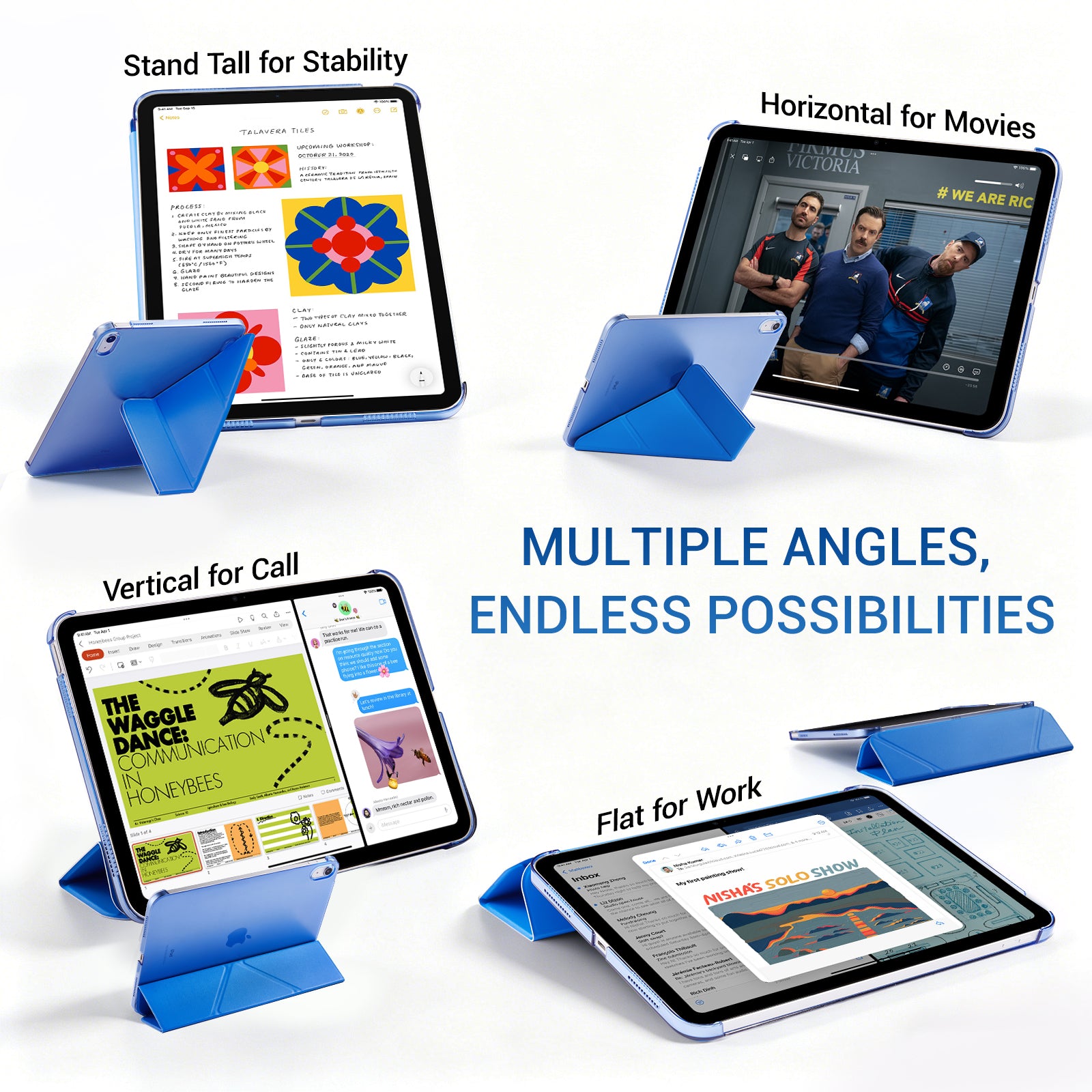 iPad (A16) 11th Gen & 10th Gen Slim Y-Fold Magnetic Stand Case#Color_Lagoon Blue