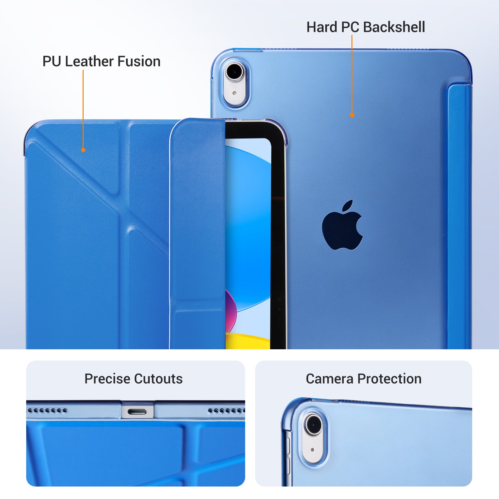 iPad (A16) 11th Gen & 10th Gen Slim Y-Fold Magnetic Stand Case#Color_Lagoon Blue