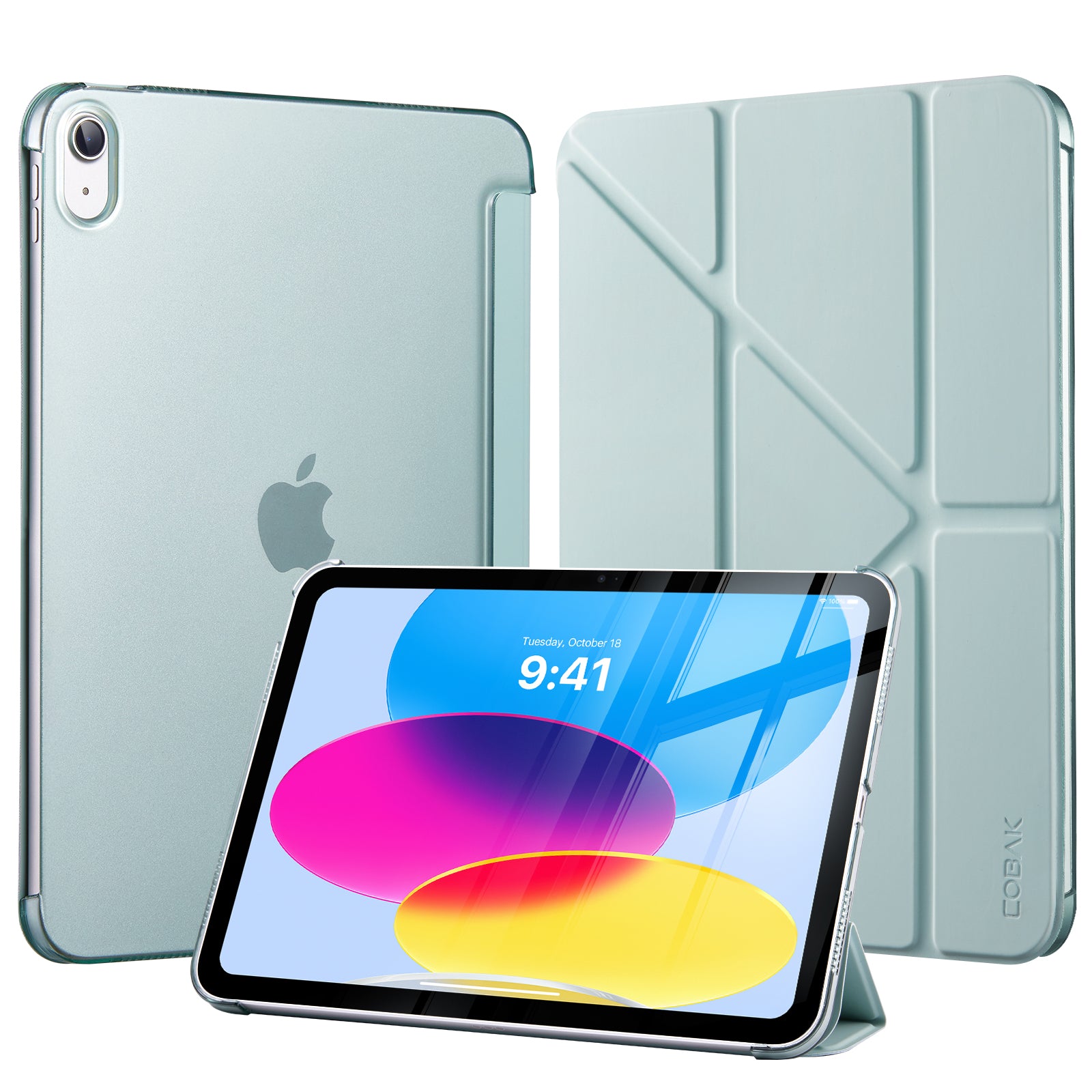 iPad (A16) 11th Gen & 10th Gen Slim Y-Fold Magnetic Stand Case#Color_Celadon Green