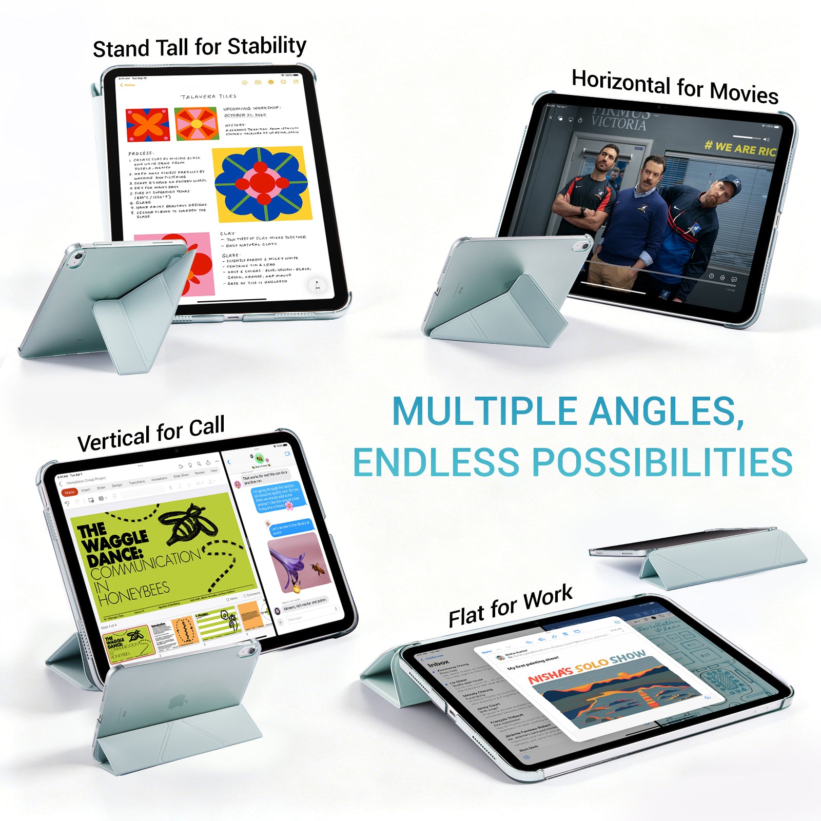 iPad (A16) 11th Gen & 10th Gen Slim Y-Fold Magnetic Stand Case#Color_Celadon Green