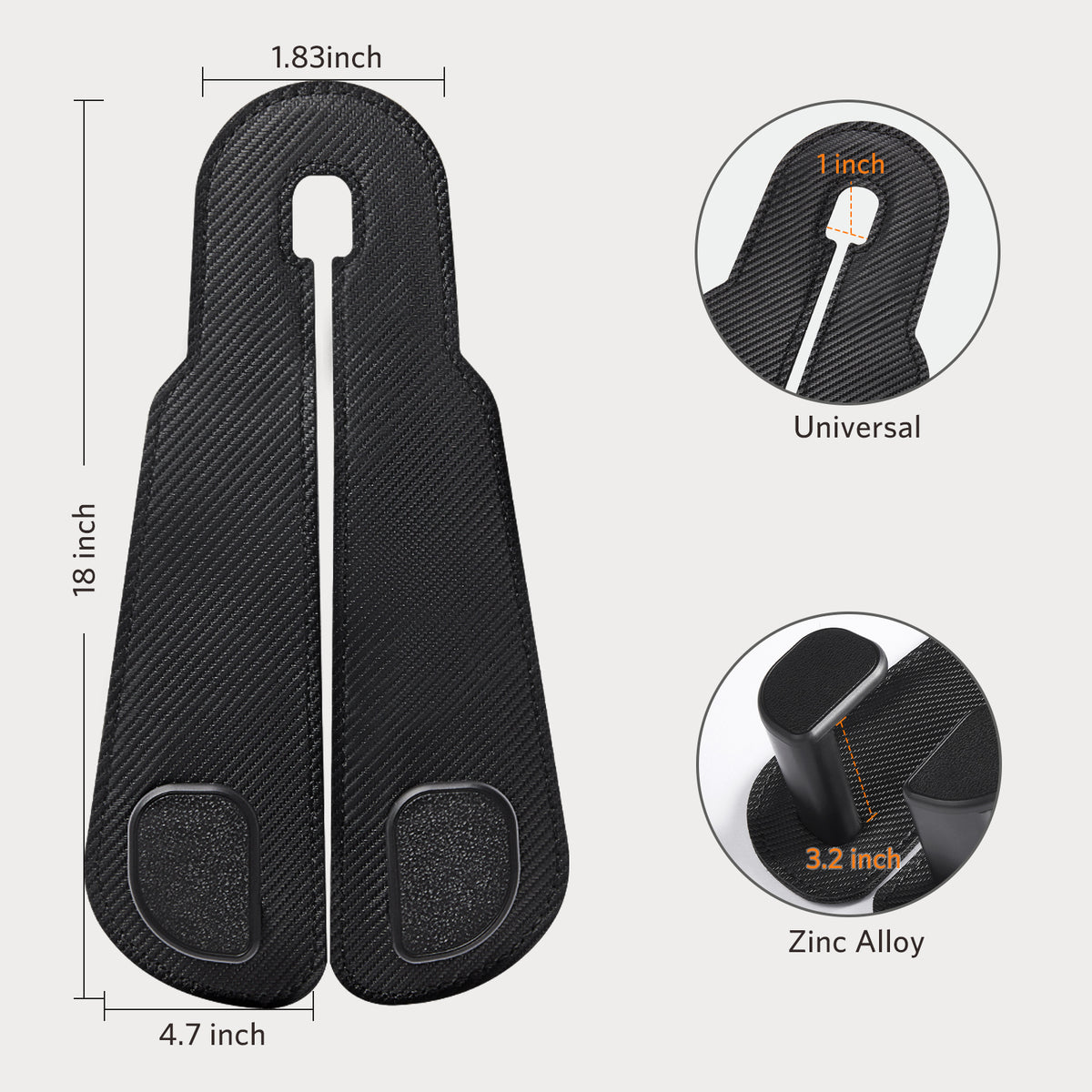 Car Seat Back Hook for Bags Leather Metal 4 Pack Organizer#Color_Carbon Fiber Black