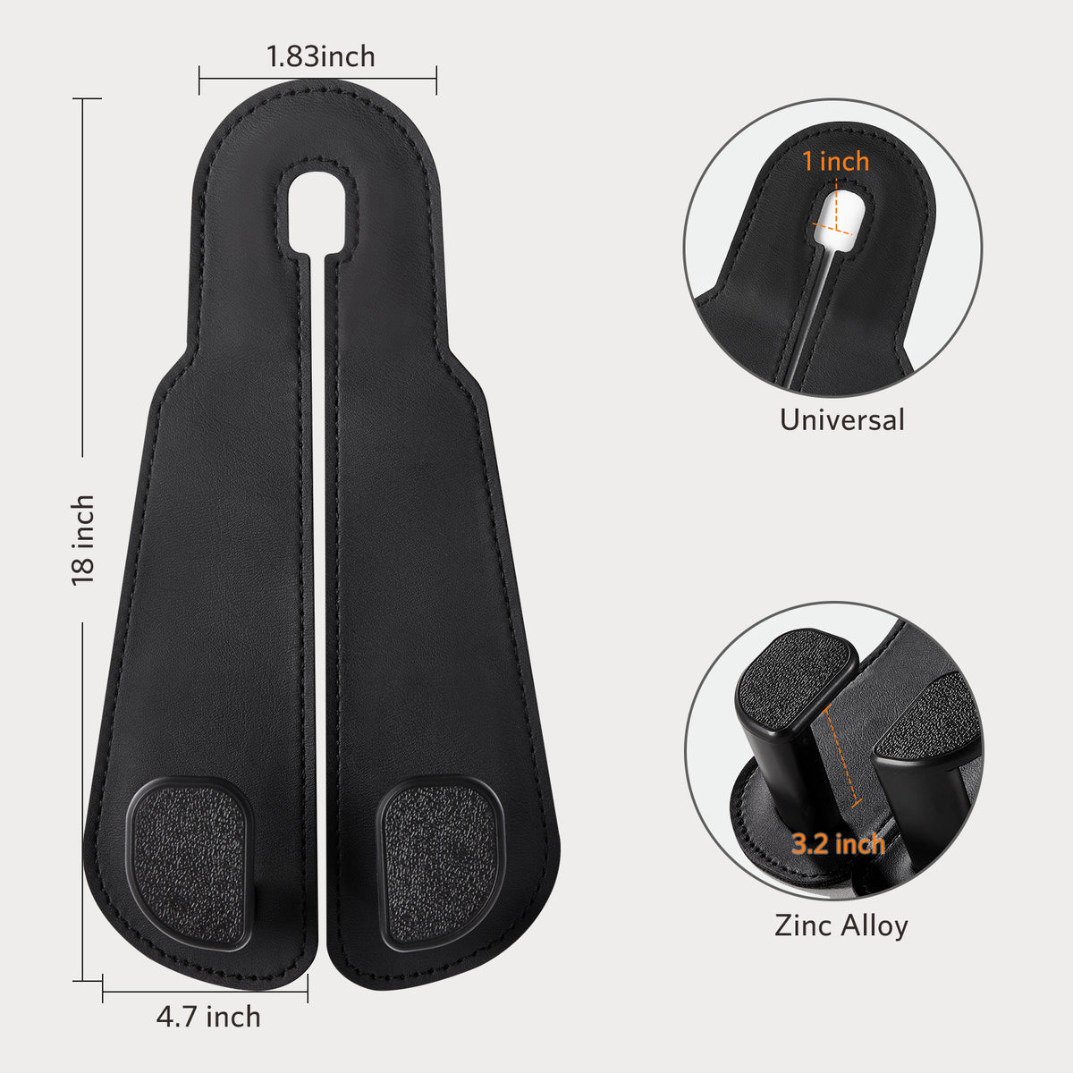 Car Seat Back Hook for Bags Leather Metal 4 Pack Organizer#Color_Wide Version-Black
