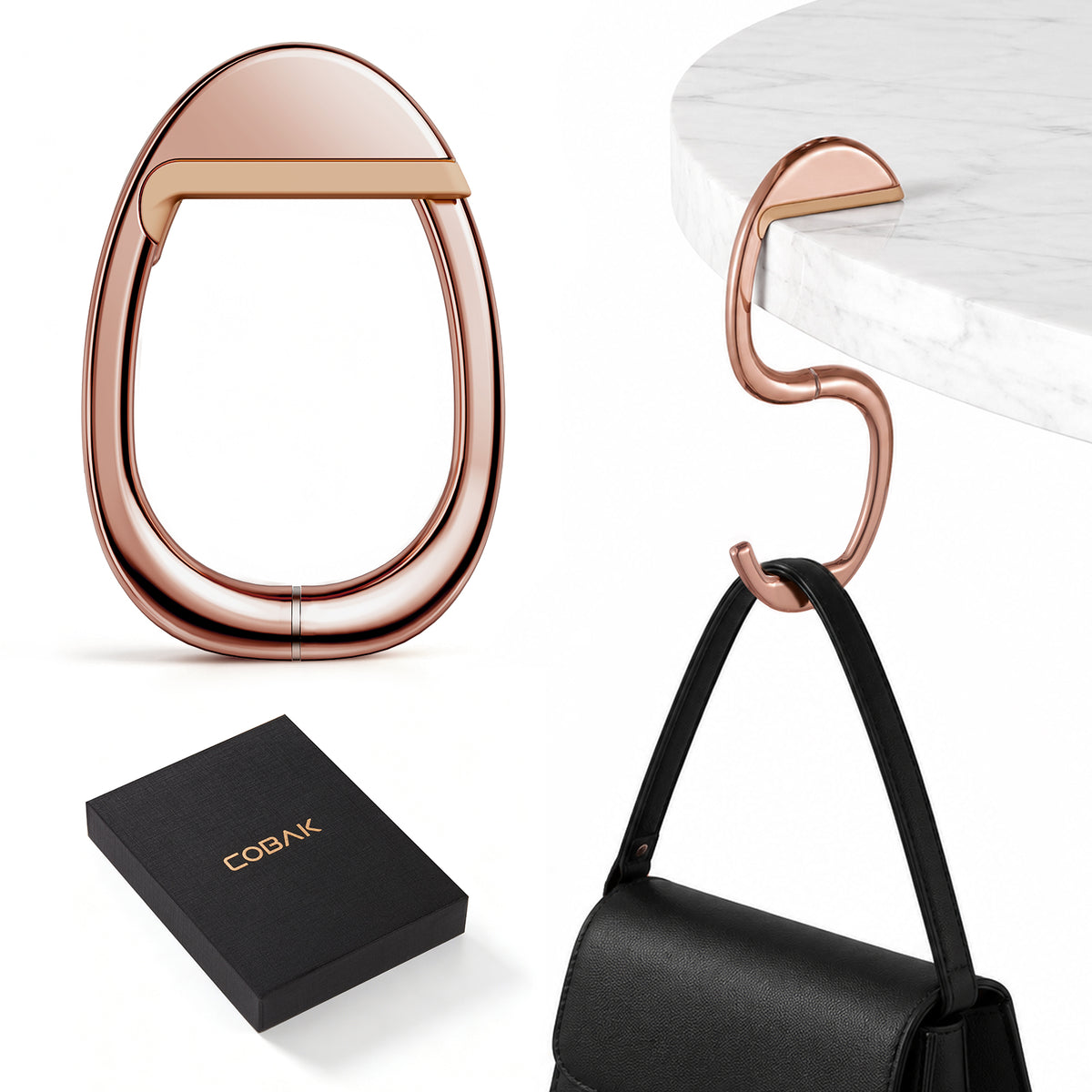Portable Magnetic Purse Hanger for Tables#Color_Rose gold