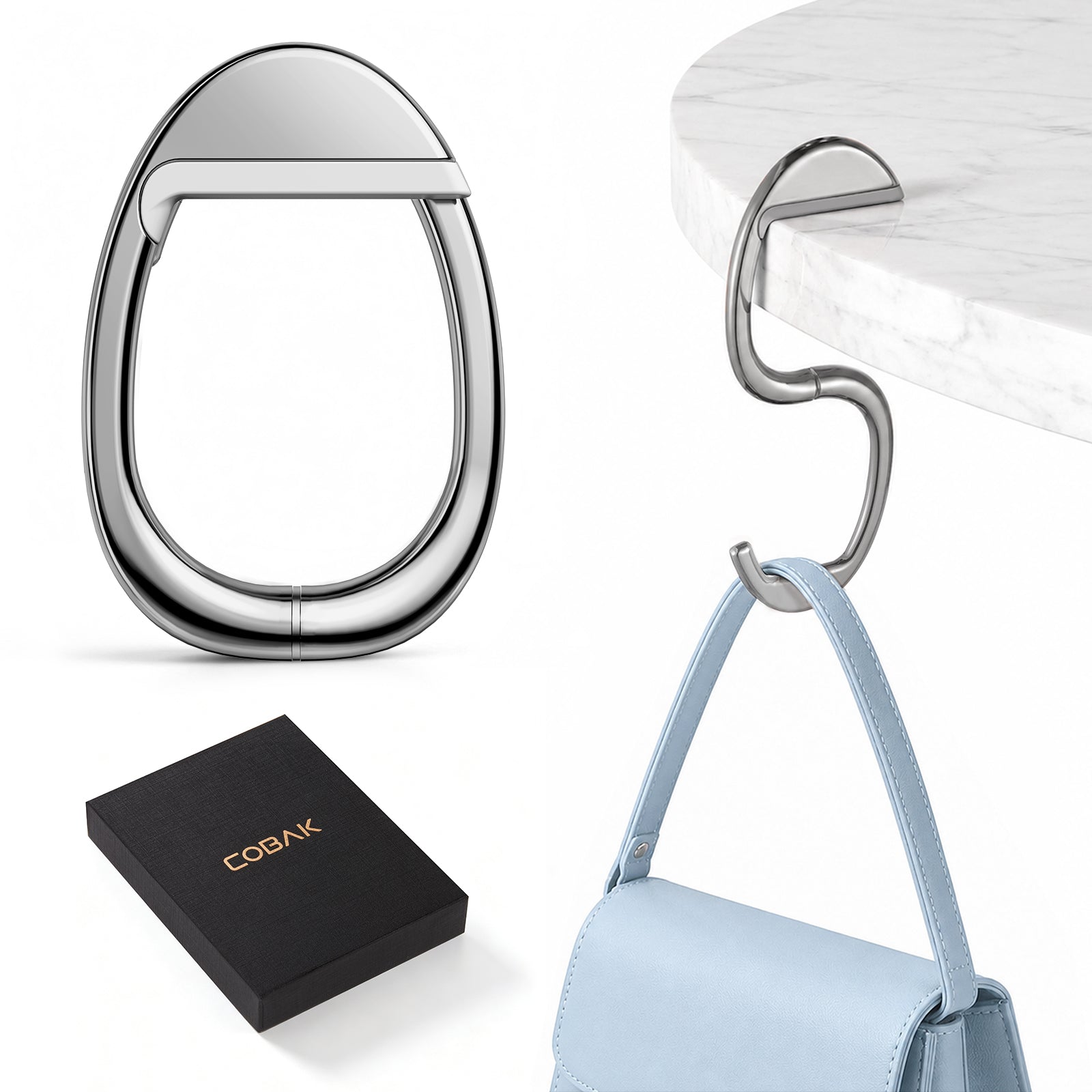 Portable Magnetic Purse Hanger for Tables#Color_Silver