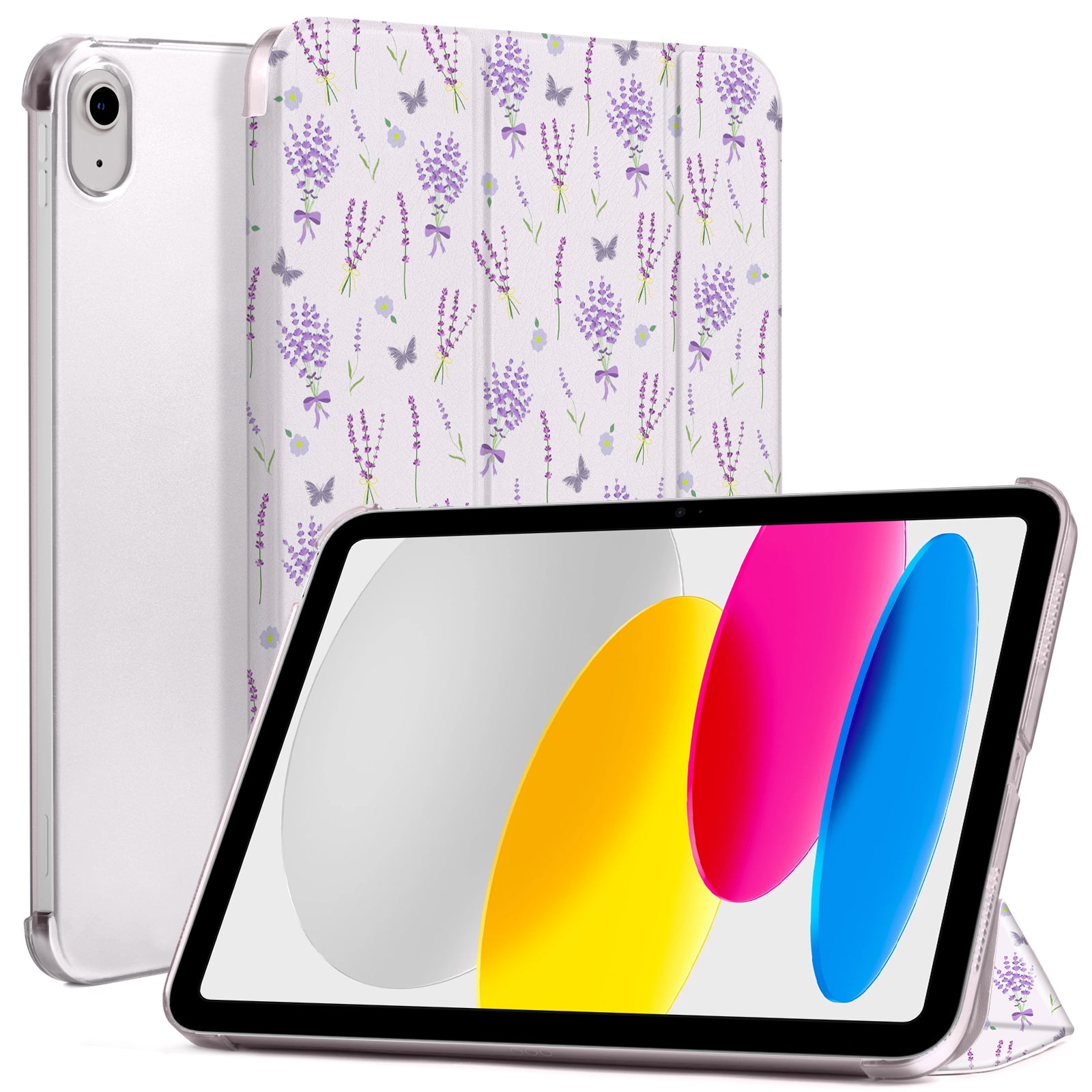 iPad 11th Gen (10th Compatible) Slim Stand Cover with Clear Hard Back, Touch ID#Color_Lavender Whisper