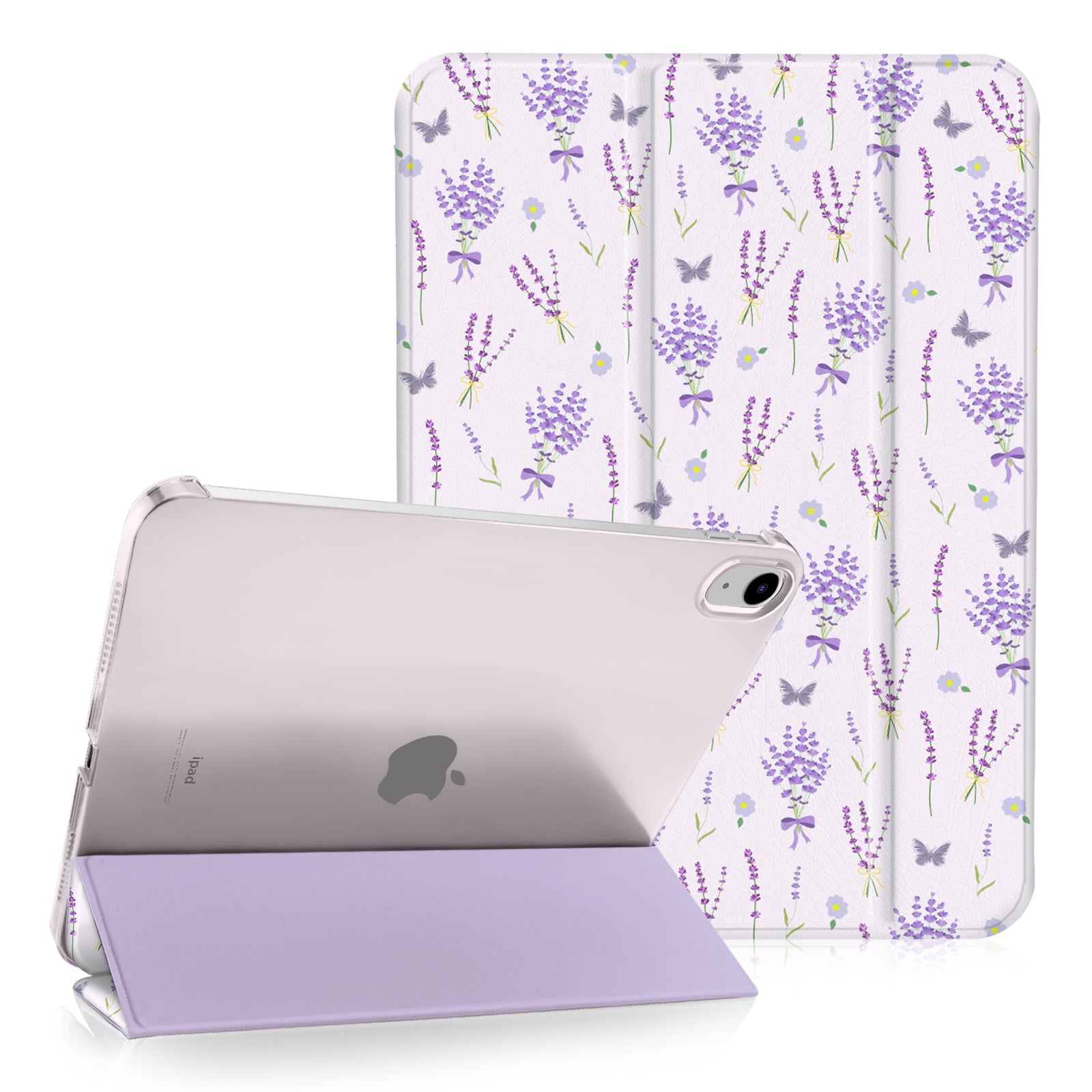 iPad 11th Gen (10th Compatible) Slim Stand Cover with Clear Hard Back, Touch ID#Color_Lavender Whisper