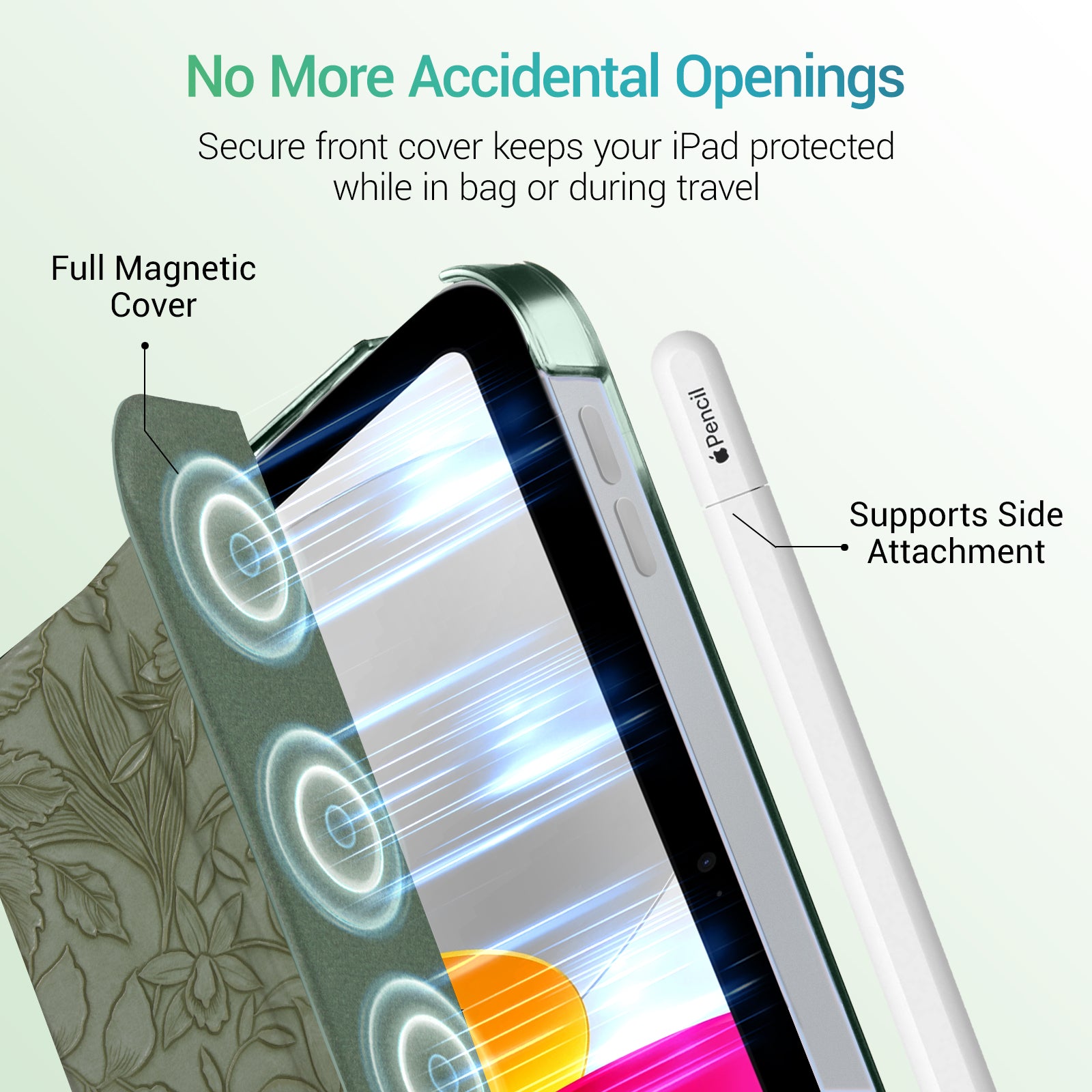 iPad 11th Gen (10th Compatible) Slim Stand Cover with Clear Hard Back, Touch ID#Color_Forest Flora