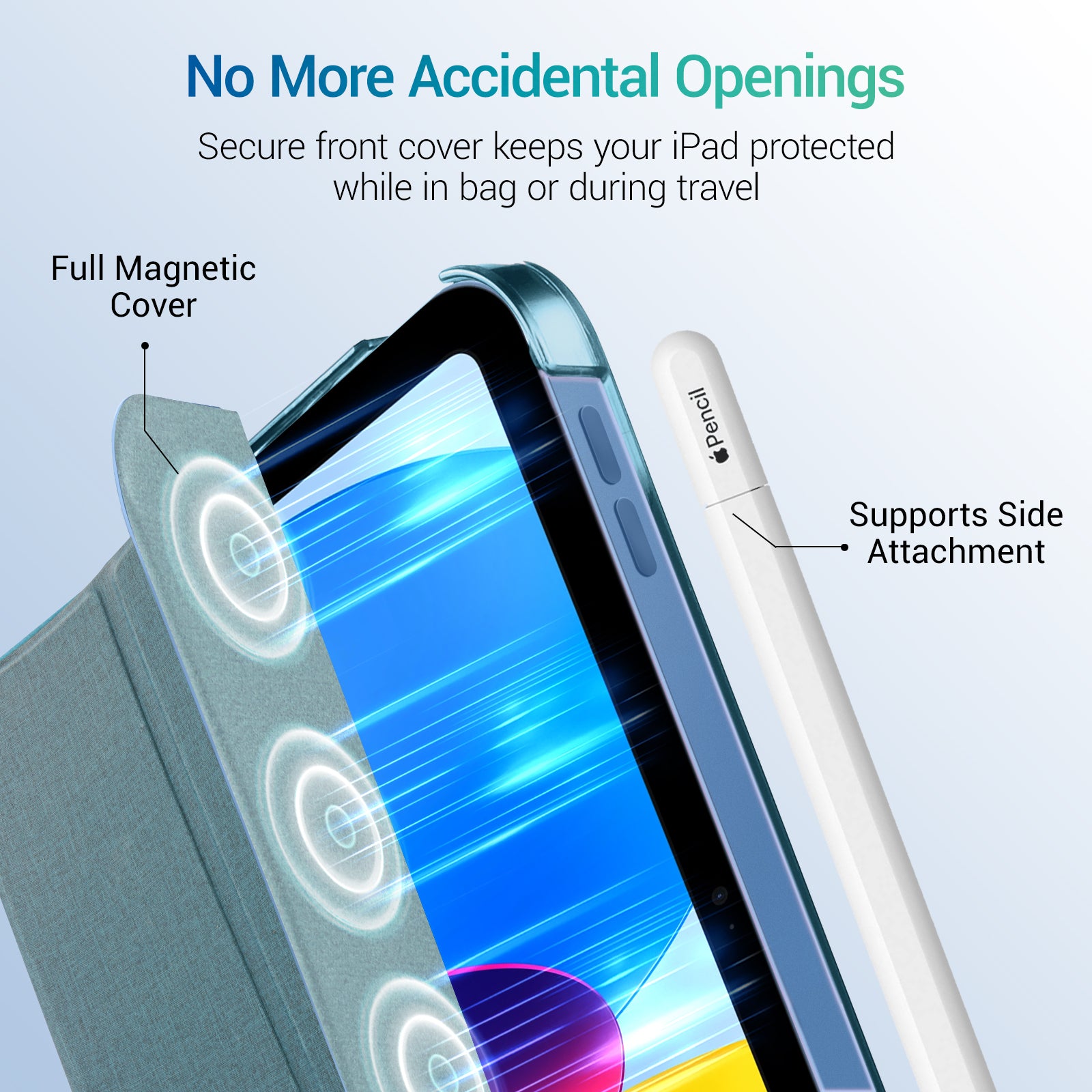 iPad 11th Gen (10th Compatible) Slim Stand Cover with Clear Hard Back, Touch ID#Color_Fabric Slate Blue
