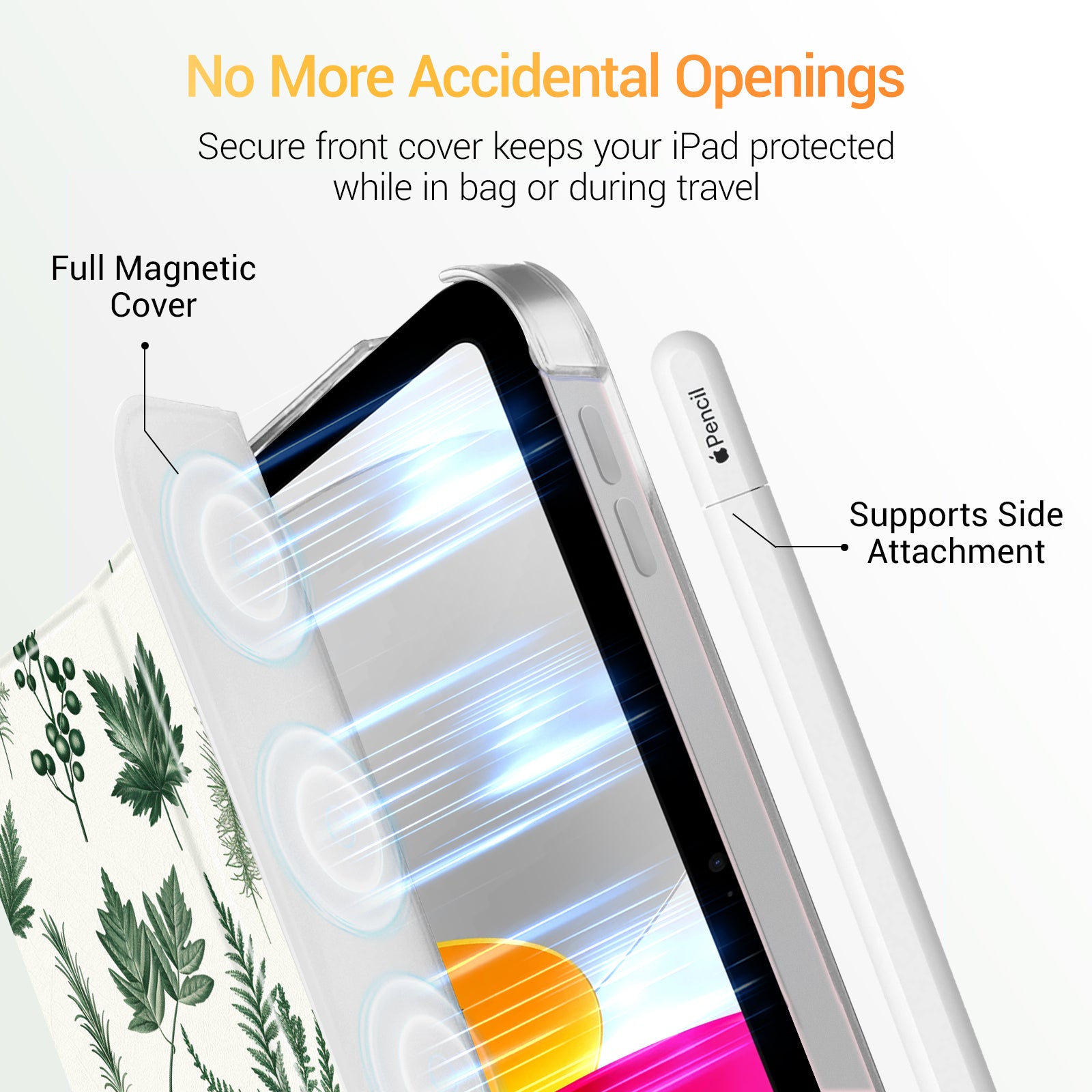iPad 11th Gen (10th Compatible) Slim Stand Cover with Clear Hard Back, Touch ID#Color_Nature Notes